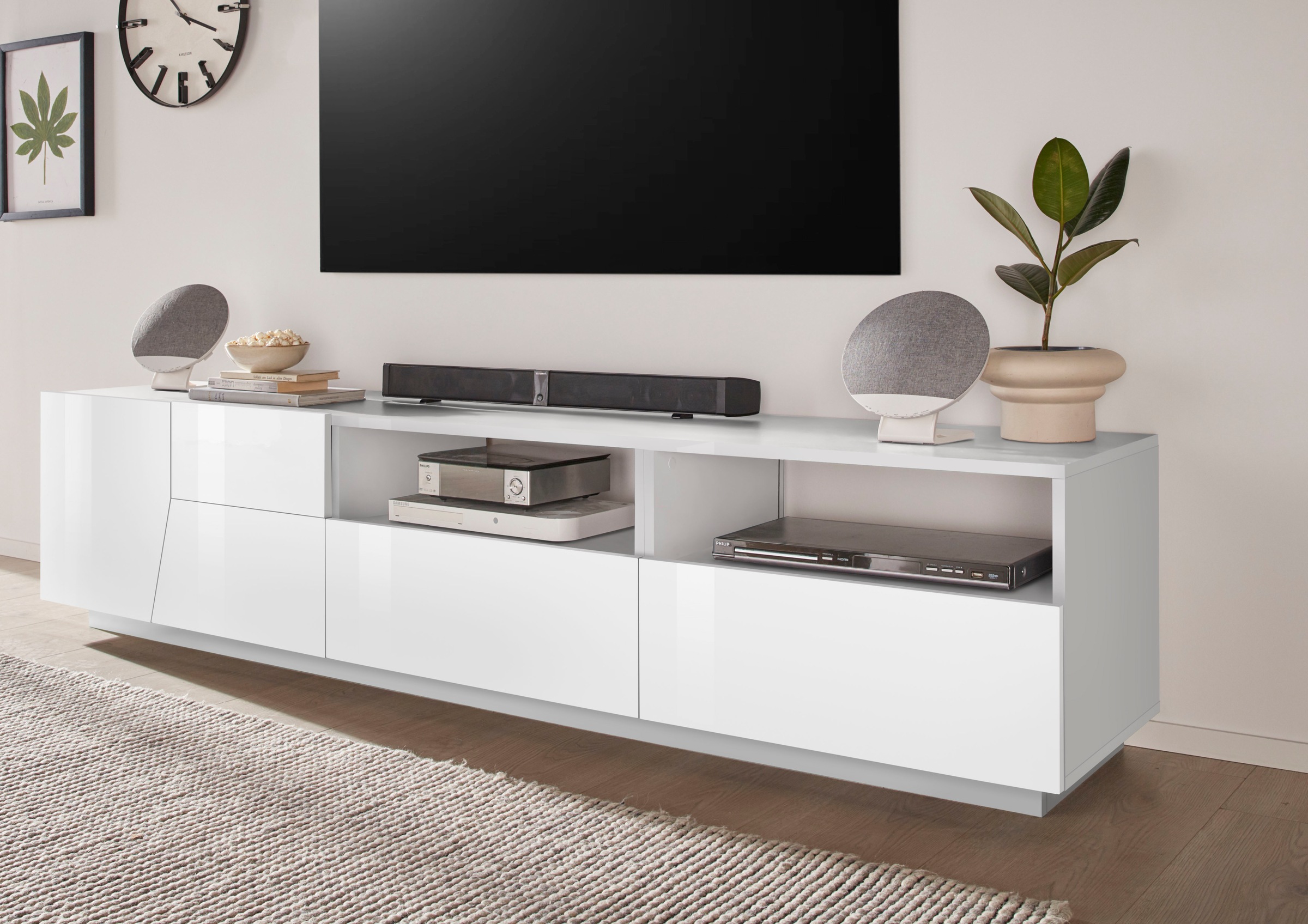 INOSIGN Lowboard »ALIEN- TV-Board, mit 2 Türen, 2 Schubladen und 2 offenen Fächern«, TV-Kommode Breite ca. 200 cm "Made in Italy"