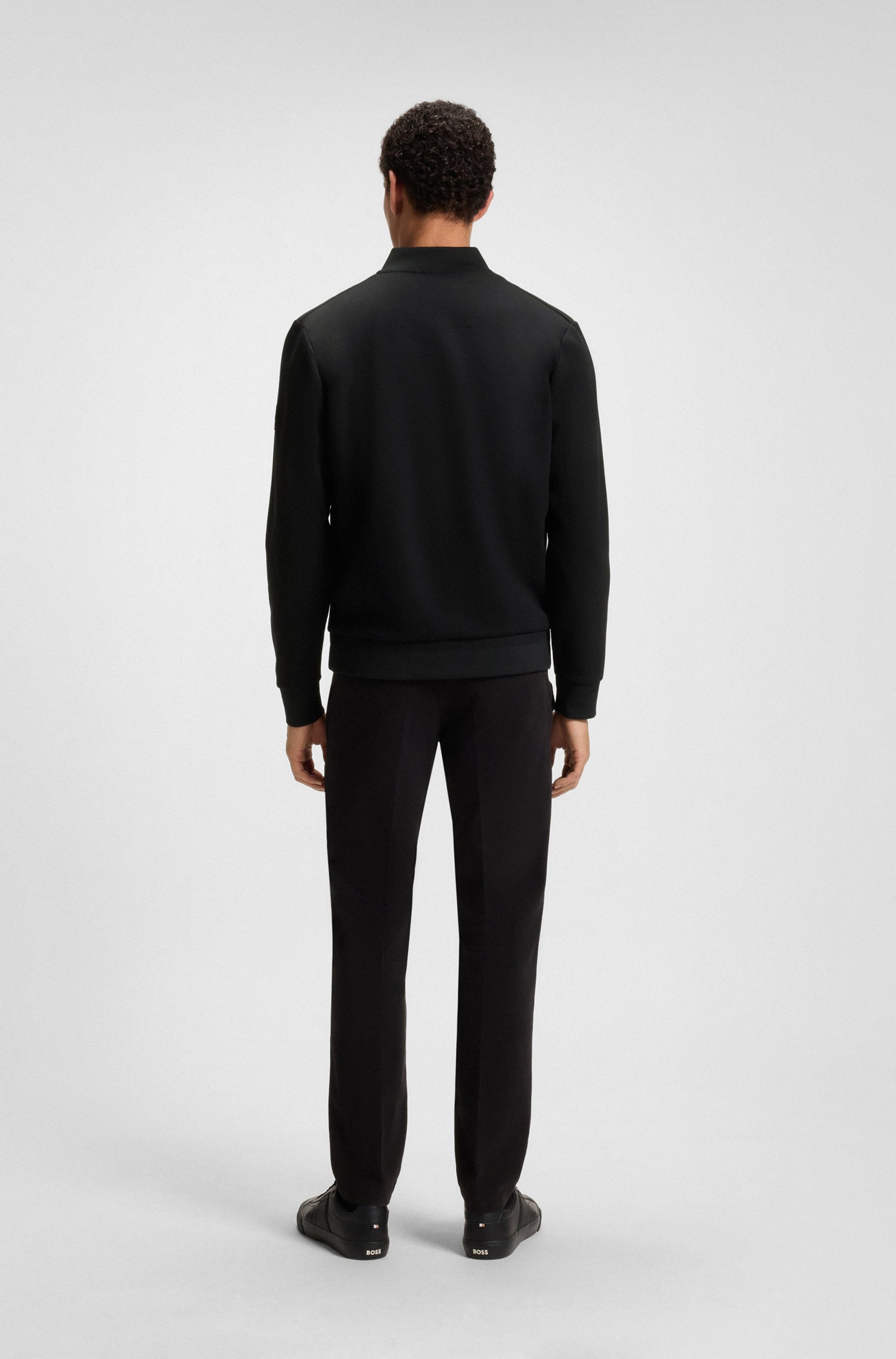 BOSS Sweatjacke Stehkragen, wattierte Vorderseite, Regular Fit