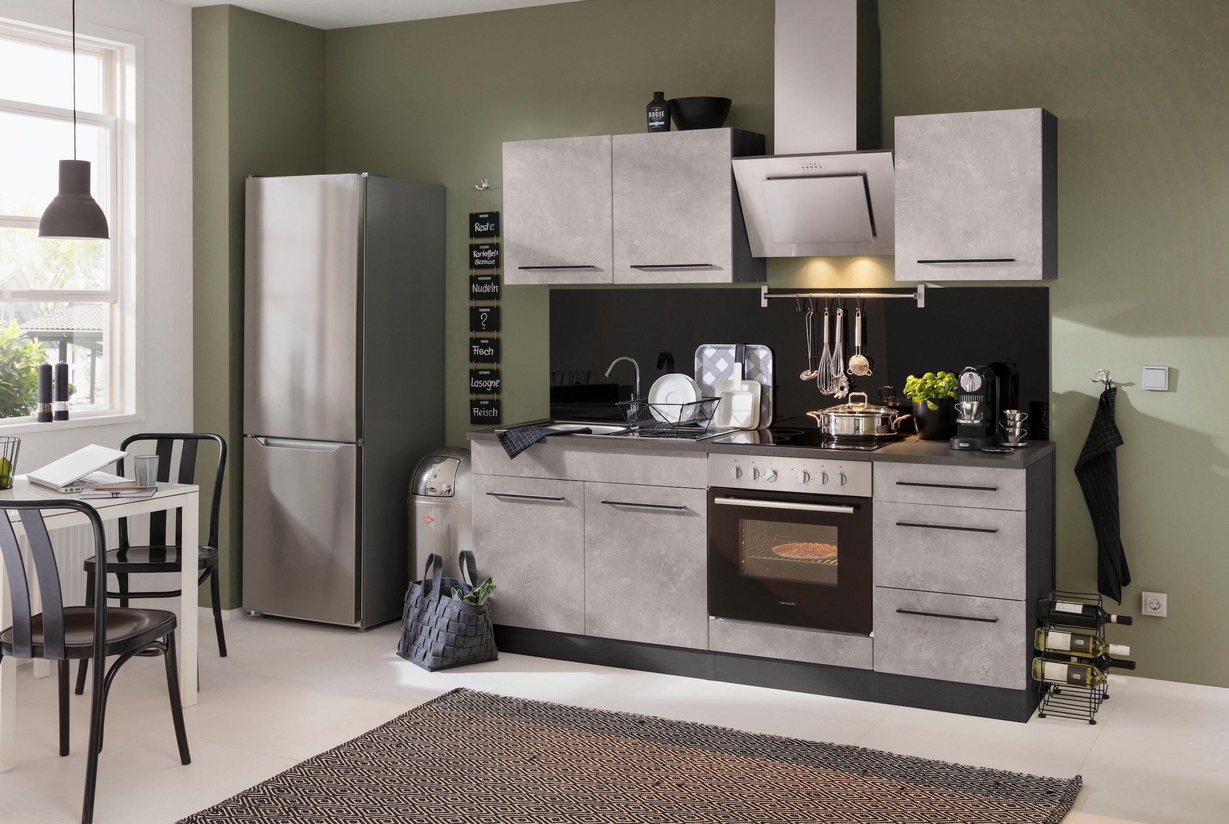 KOCHSTATION Spülenschrank »KS-Tulsa«, 100 cm breit, 2 Türen, Metallgriff, MDF Front, inkl. Einbauspüle