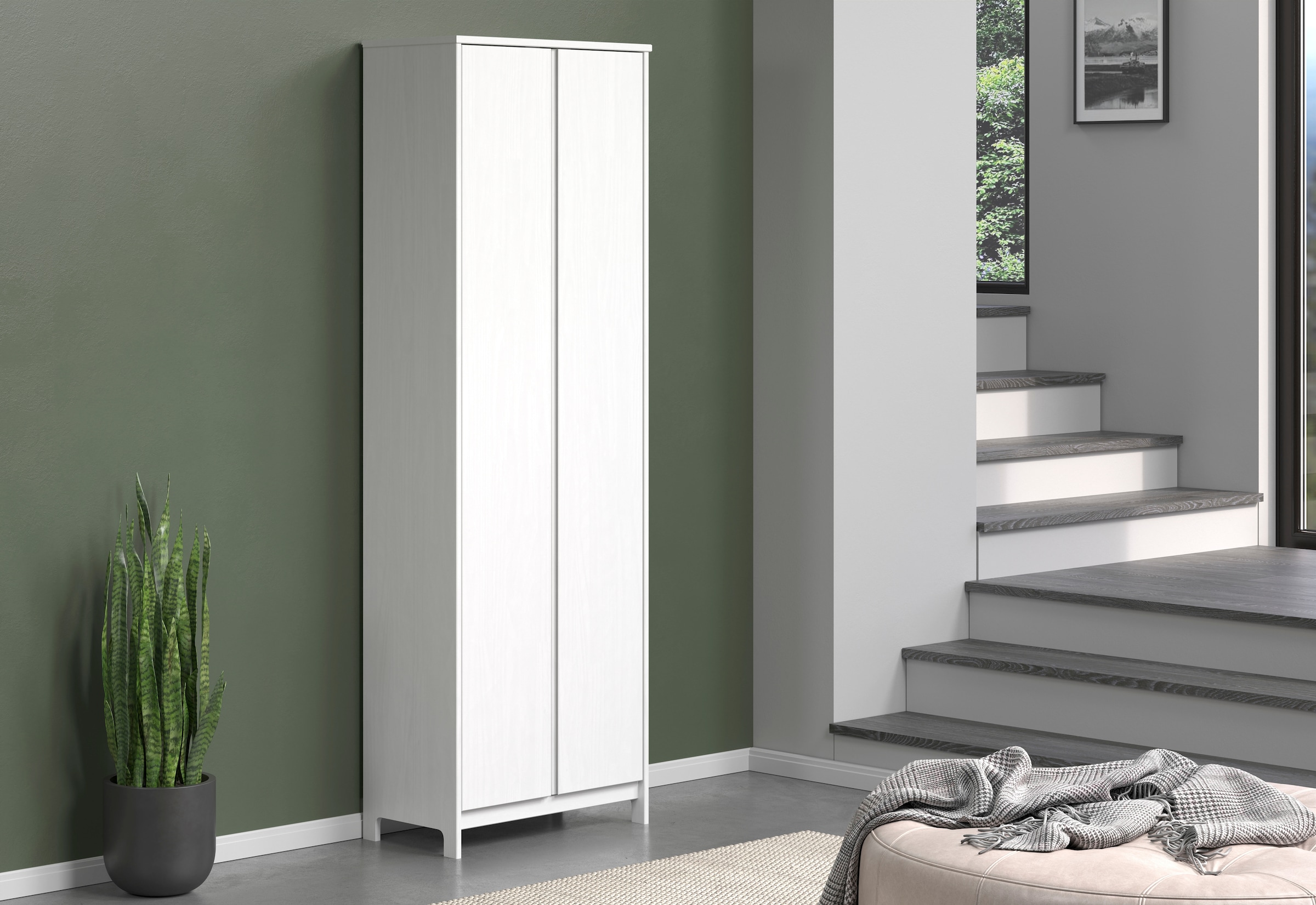 Home affaire Kleiderschrank »Aarhus«, (1 St.), Weißer, griffloser Massivholz Schrank - (B/T/H) 65/34/192 cm