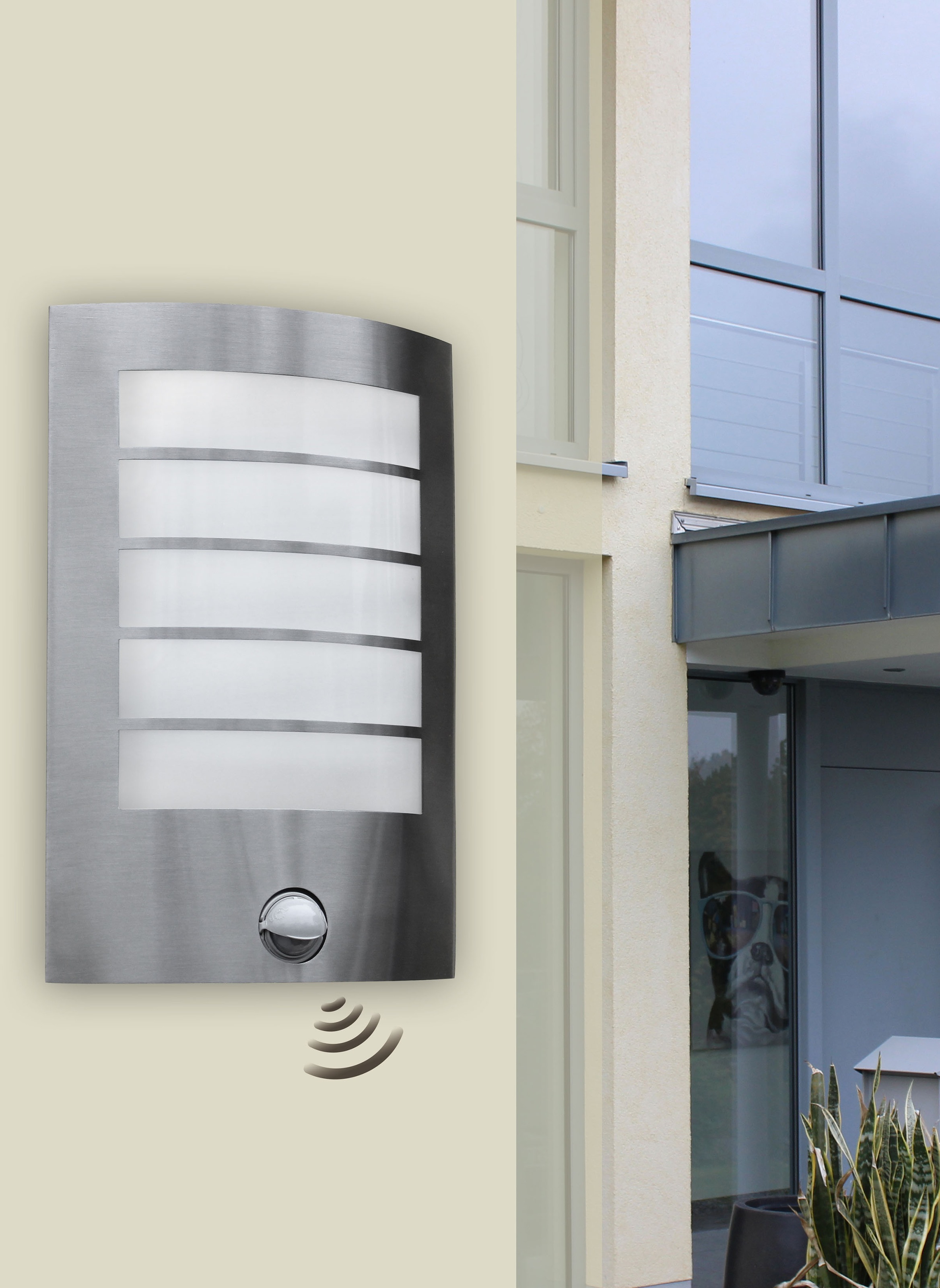 LUTEC LED Außen-Wandleuchte »SLIM«, Leuchtmittel LED-Modul | LED fest integriert, Bewegungsmelder