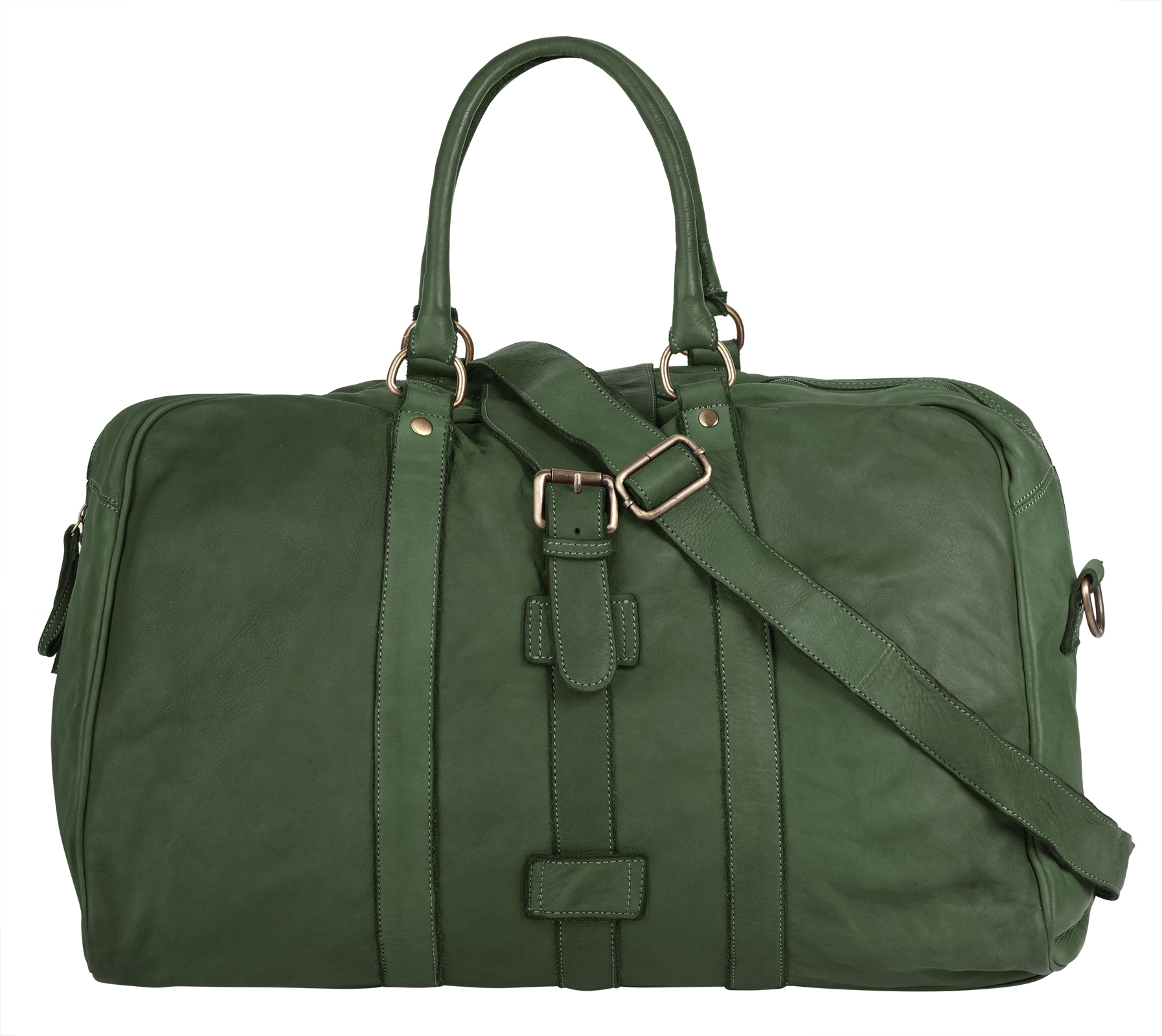 Reisetasche, echt Leder, Made in Italy, Gr. B/H/T: 53 cm x 30 cm x 20 cm onesize, grün