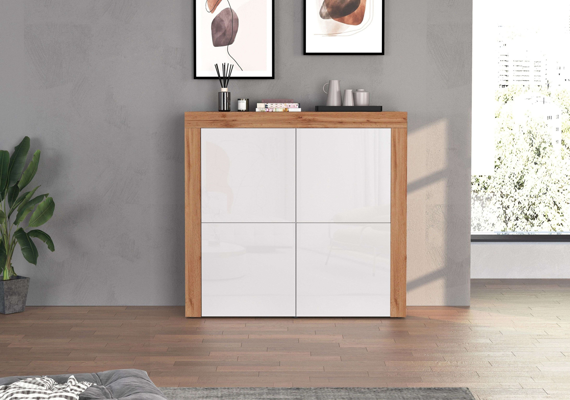 INOSIGN Highboard »CHRONOS Breite 140 cm mit 4 Türen und 8 Fächer 'Made in Italy'«, (1 St.), Hohes Sideboard, Kommode, Schrank, Grifflos mit Push to Open