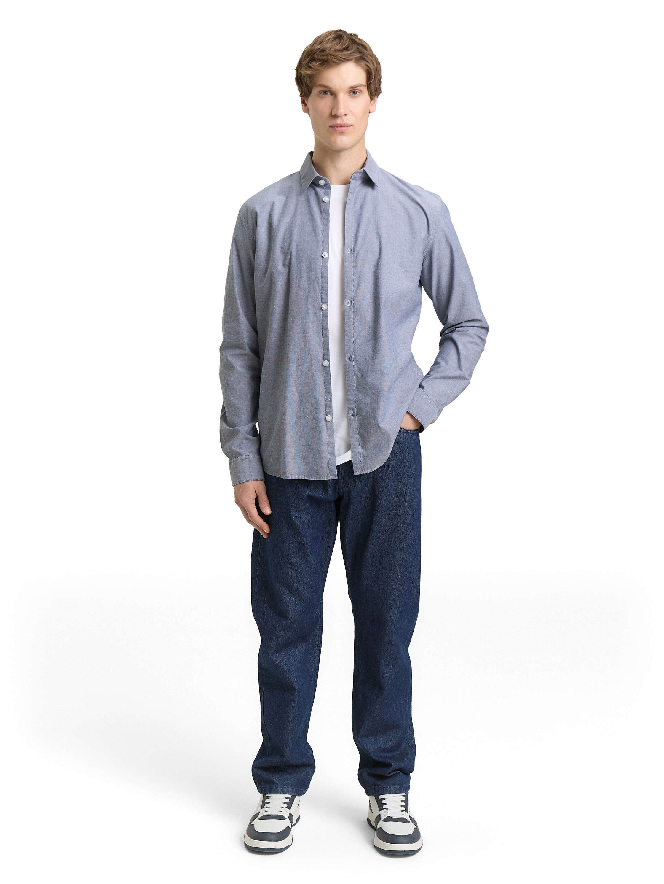 TOM TAILOR Denim Langarmhemd mit Knopfleiste
