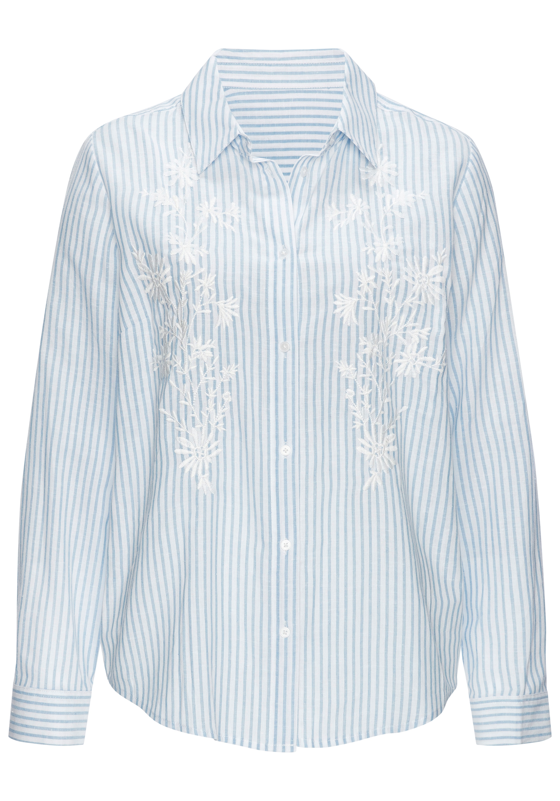 LASCANA Langarmbluse mit floraler Stickerei, elegante Sommerbluse