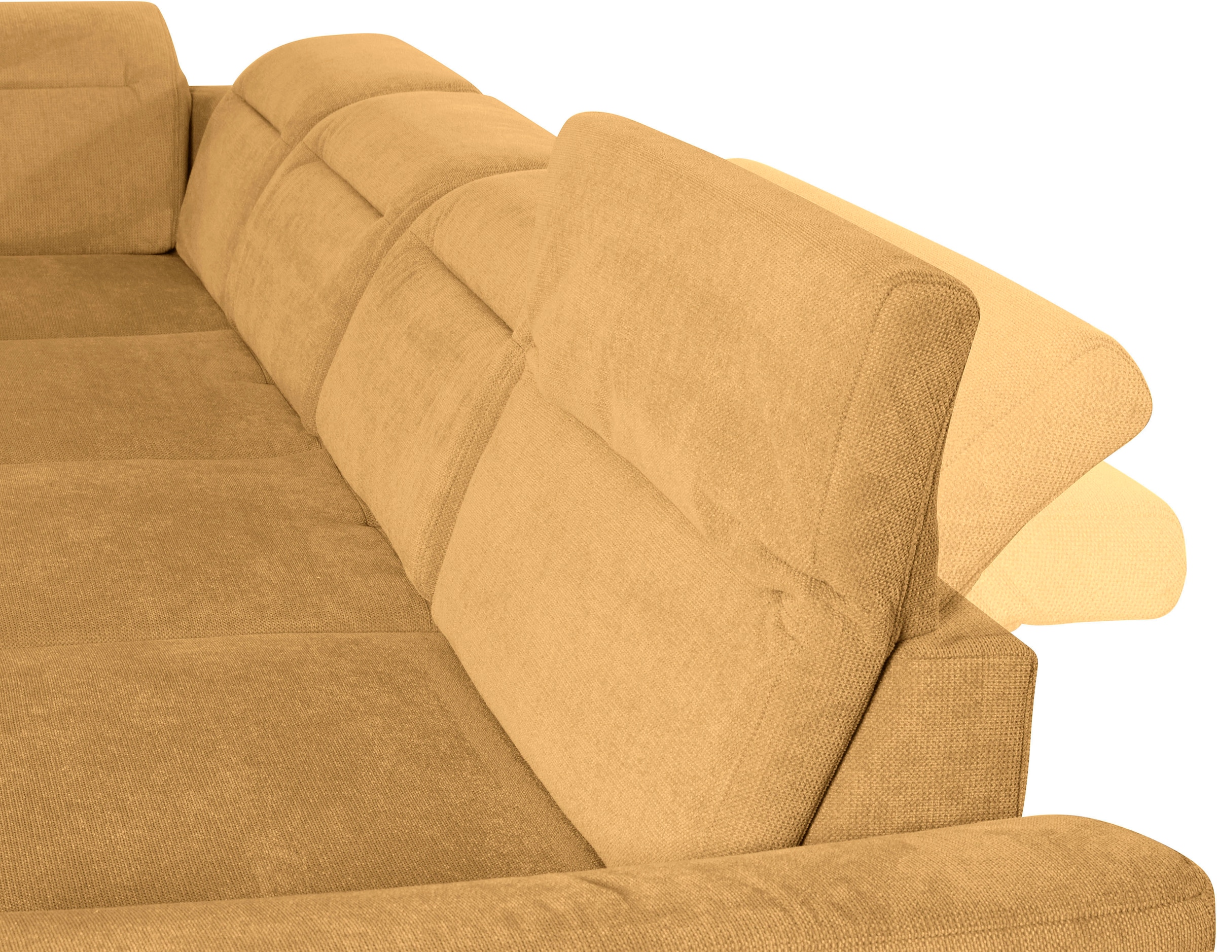 sit&more Wohnlandschaft »Percy U-Form«, 15 cm Fußhöhe, Sitztiefenverstellung, wahlweise in 2 Fußfarben