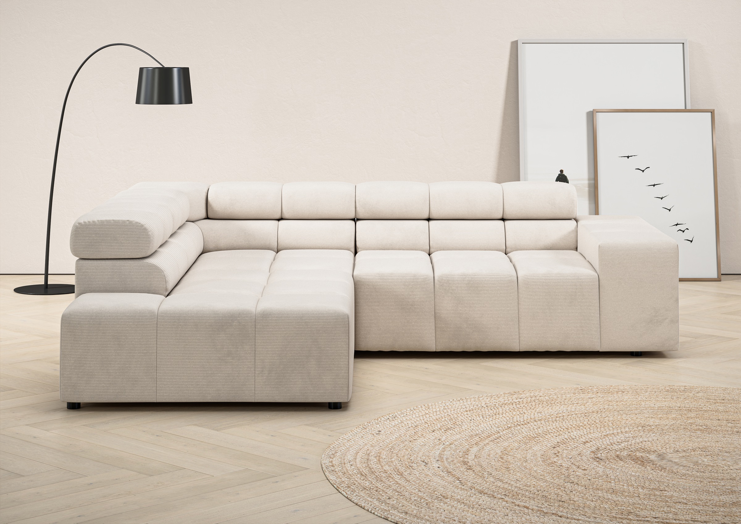 INOSIGN Ecksofa "Ancona, incl. Kopfteilverstellung + 3 Zierkissen, L-Form, günstig online kaufen