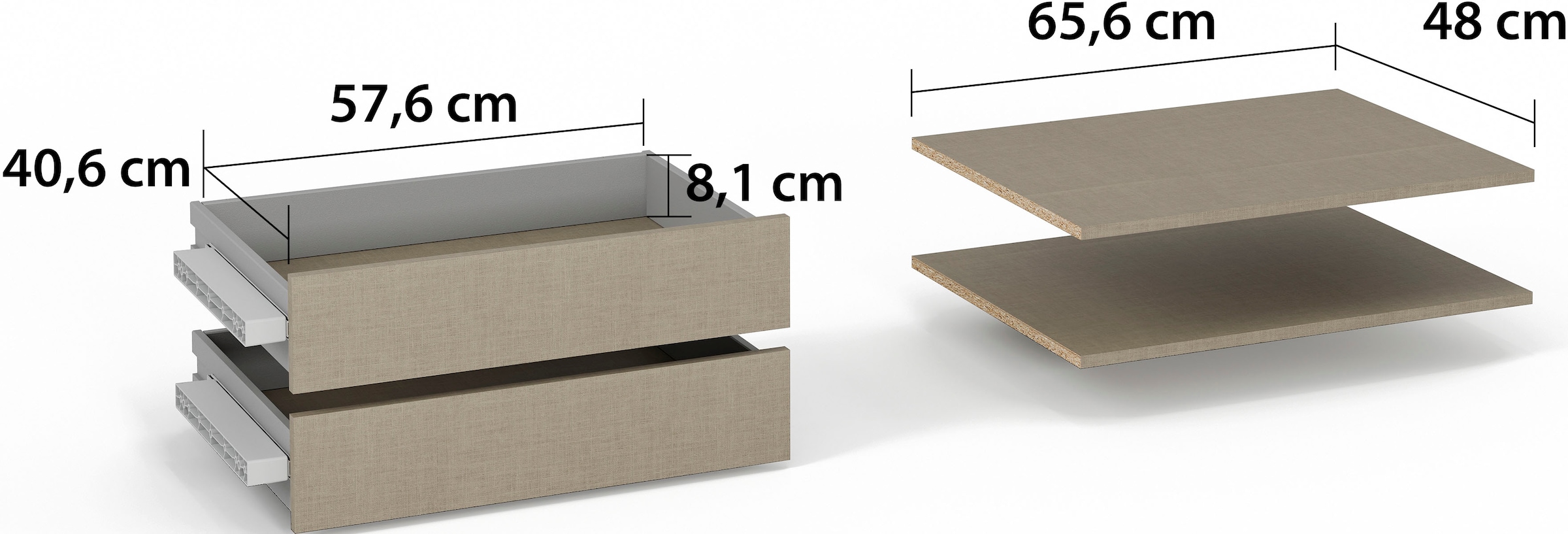 rauch Schubladeneinsatz »Koluna« 2 Schubladeneinsätze mit 2 Fachböden 66 cm für Schwebetürenschränke