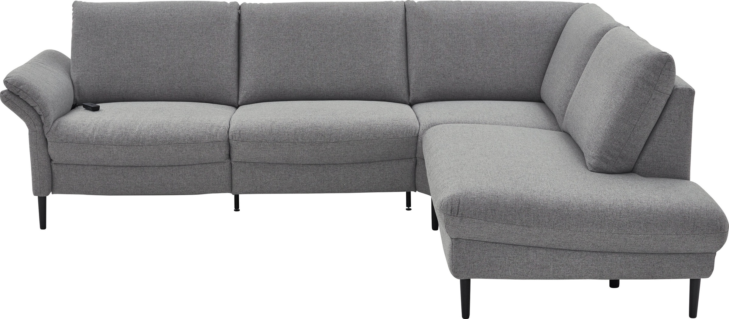 Places of Style Ecksofa »Sarsina: mit Tonnentaschen-Federkern, perfekt zum Entspannen L-Form«, inklusive 2 motorischen Relaxfunktionen mit Herz-Waage-Beschlag