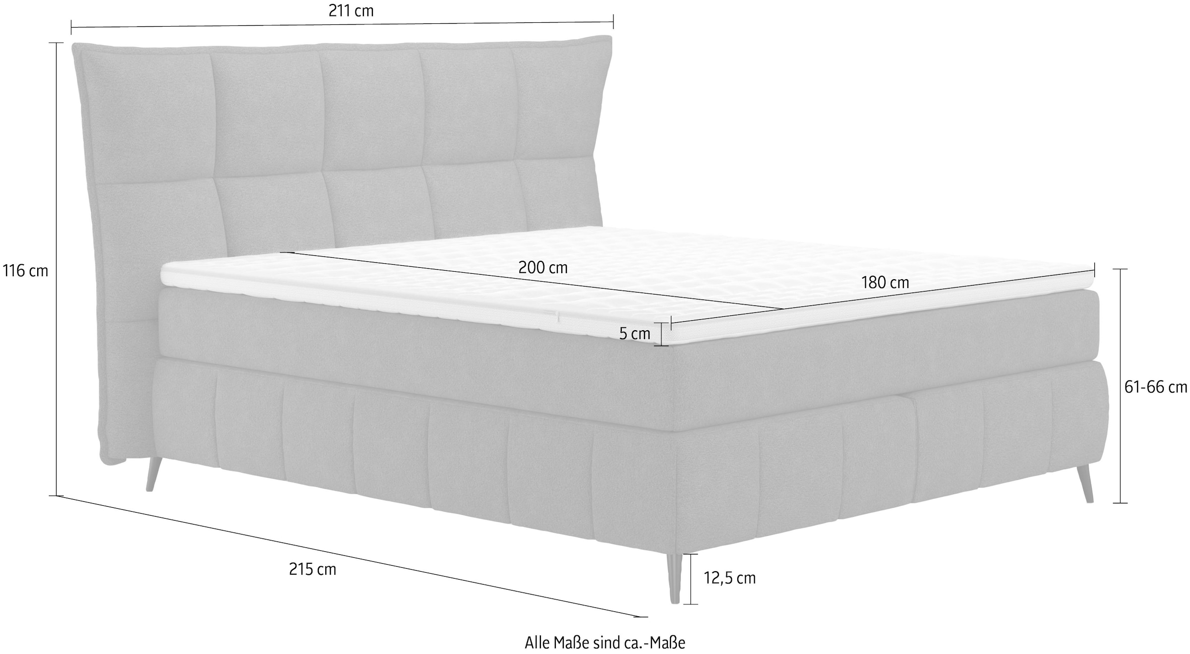 COTTA Boxspringbett »Sarah«, inkl. Topper, 2 Matratzenkerne, Härtegrade H2, H3 oder H4