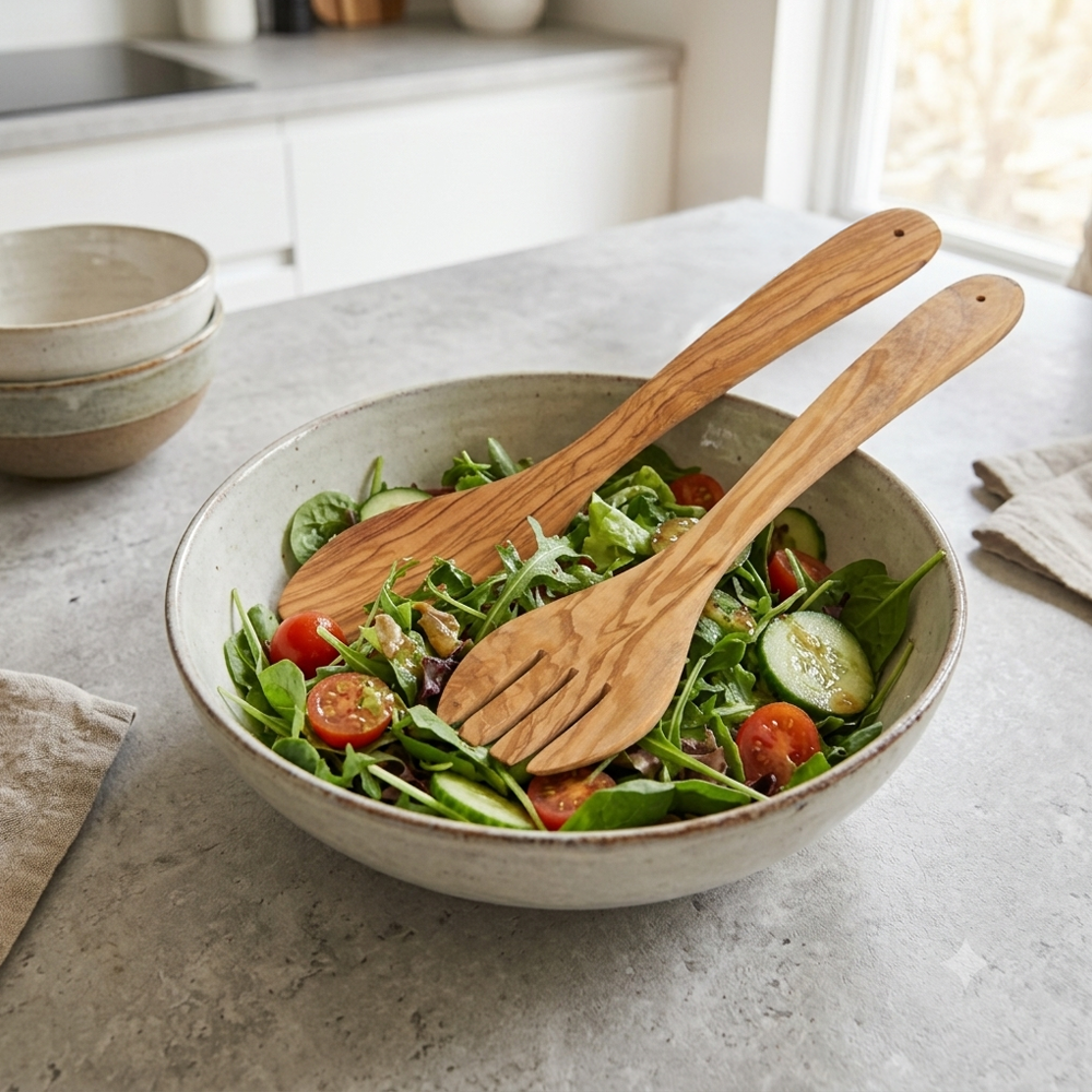 KESPER® Salatbesteck »Besteck-Set aus Olivenholz« mit Aufhängeloch