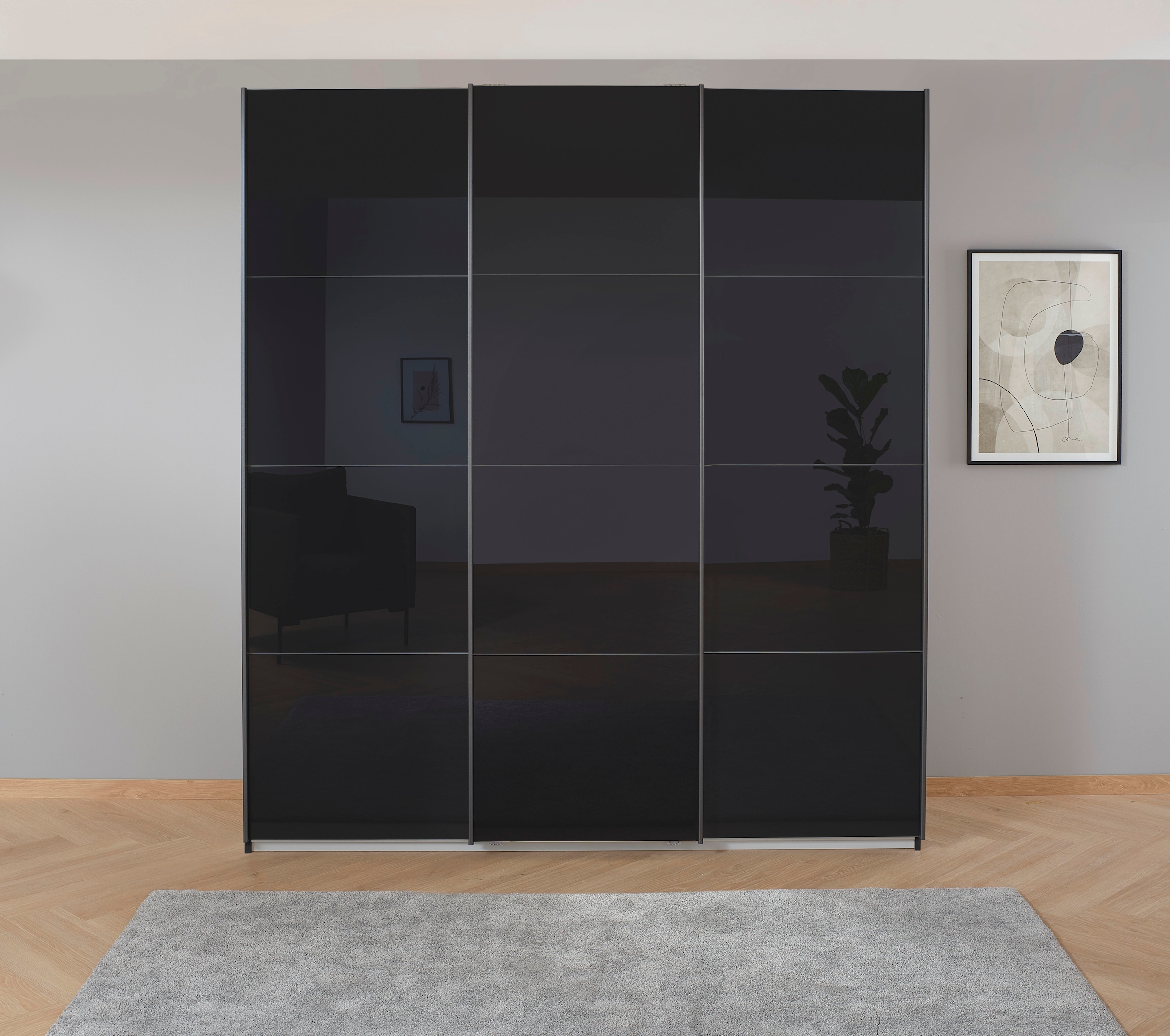 rauch Schwebetürenschrank »Kleiderschrank Schrank Garderobe KOLUNA mit hochwertiger Glasfront« 3 Ausstattungen BASIC/CLASSIC/PREMIUM (inkl. SOFT-CLOSE-FUNKTION),  Breiten 203/271/315/360 cm Höhen 210/229 cm MADE IN GERMANY