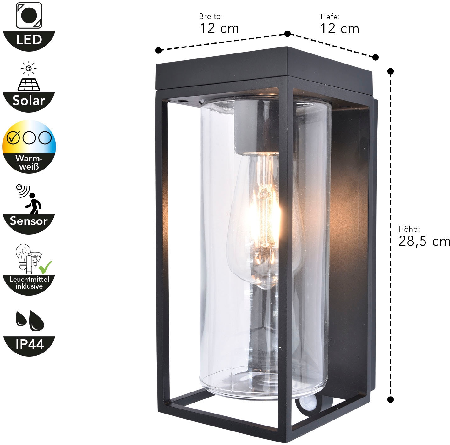LUTEC LED Solarleuchte »FLAIR«, Leuchtmittel E27 | Leuchtmittel wechselbar