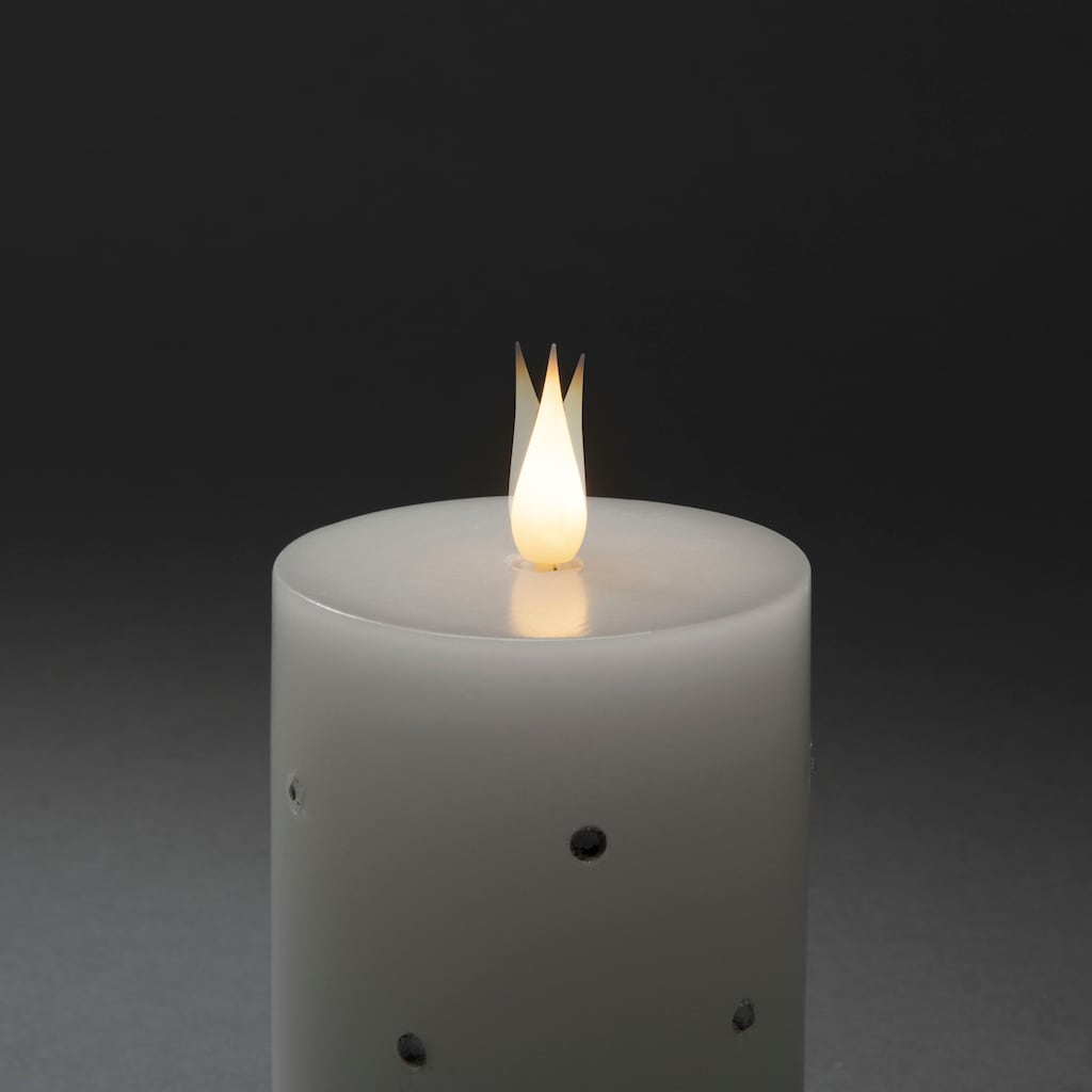 KONSTSMIDE LED-Kerze »LED Echtwachskerze, 1 warm weiße Diode, batteriebetrieben«, 4/8h Timer, 3D-Flamme