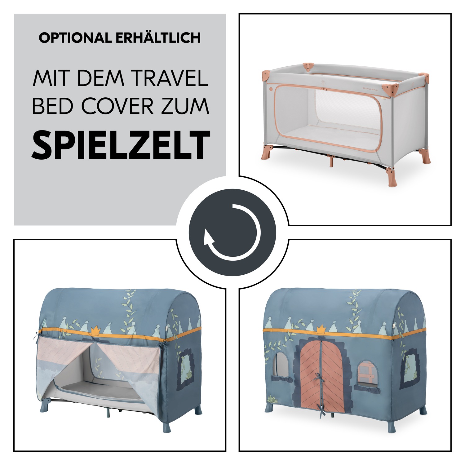 Hauck Baby-Reisebett »Dream N Play Plus, Dusty Cork«, Vorderausstieg