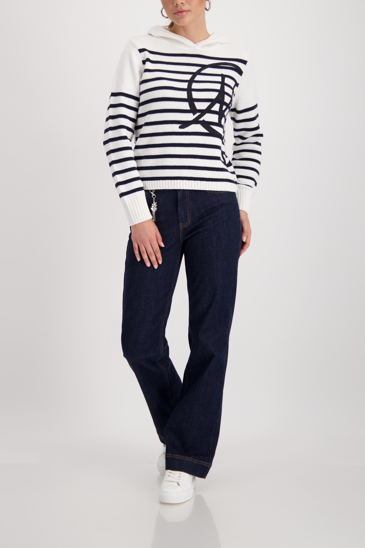 Monari Kapuzenpullover Regular Fit, mit Intarsie-Muster