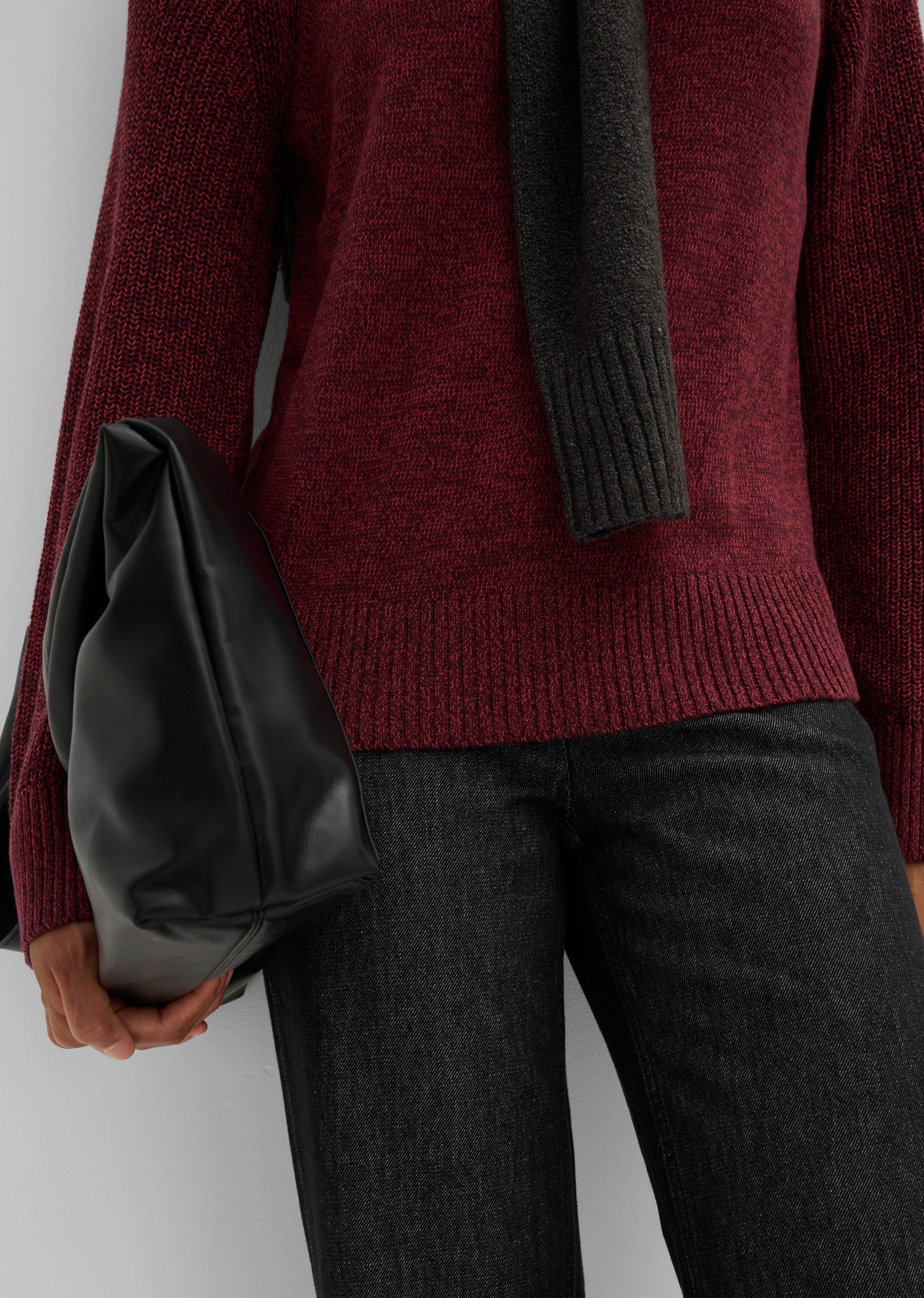 bonprix Strickpullover Loose Fit, aus Baumwolle und Polyacryl, mit Stehkragen