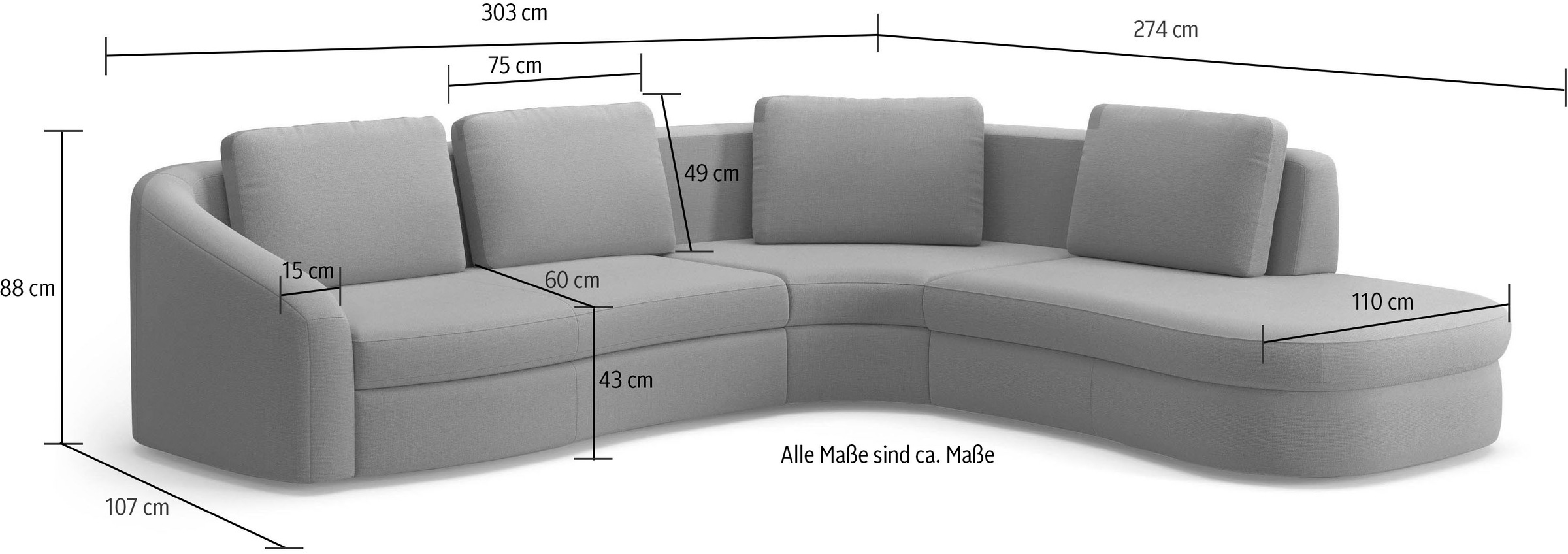 sit&more Ecksofa »Jazz L-Form«, In weiteren Größen erhältlich