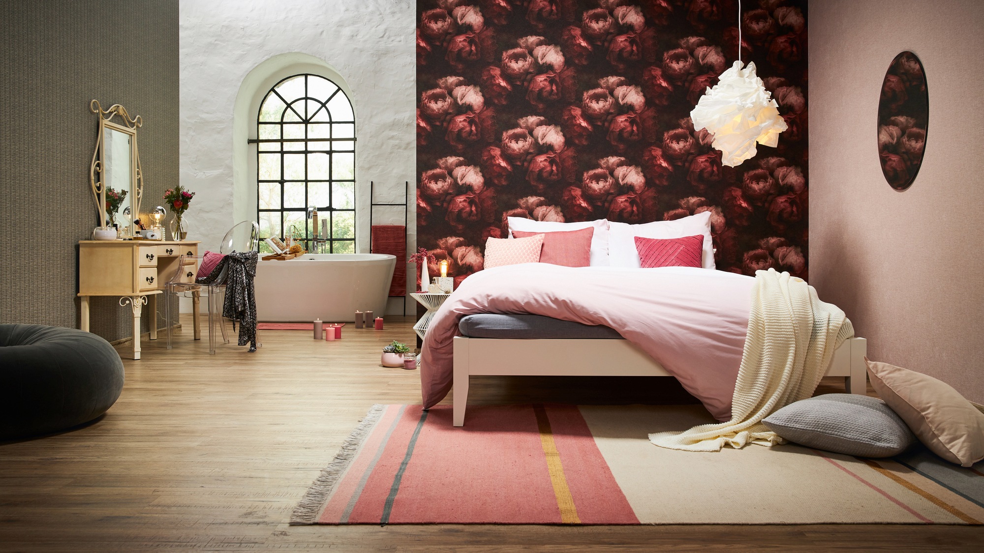 living walls Vliestapete »New Walls Romantic Dream mit romantischen Rosen«, floral-botanisch-Wald, Tapete Blumen Tapeten Wohnzimmer Schlafzimmer Küche modern Design Büro