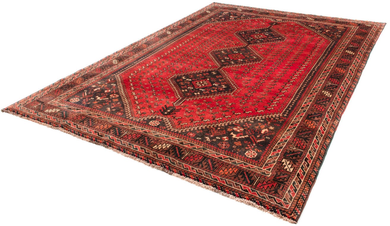 Wollteppich „Shiraz Medaillon Rosso 279 x 203 cm“, rechteckig, Unikat mit Zertifikat Rot 10 mm B/L: 203 cm x 279 cm – 10 mm