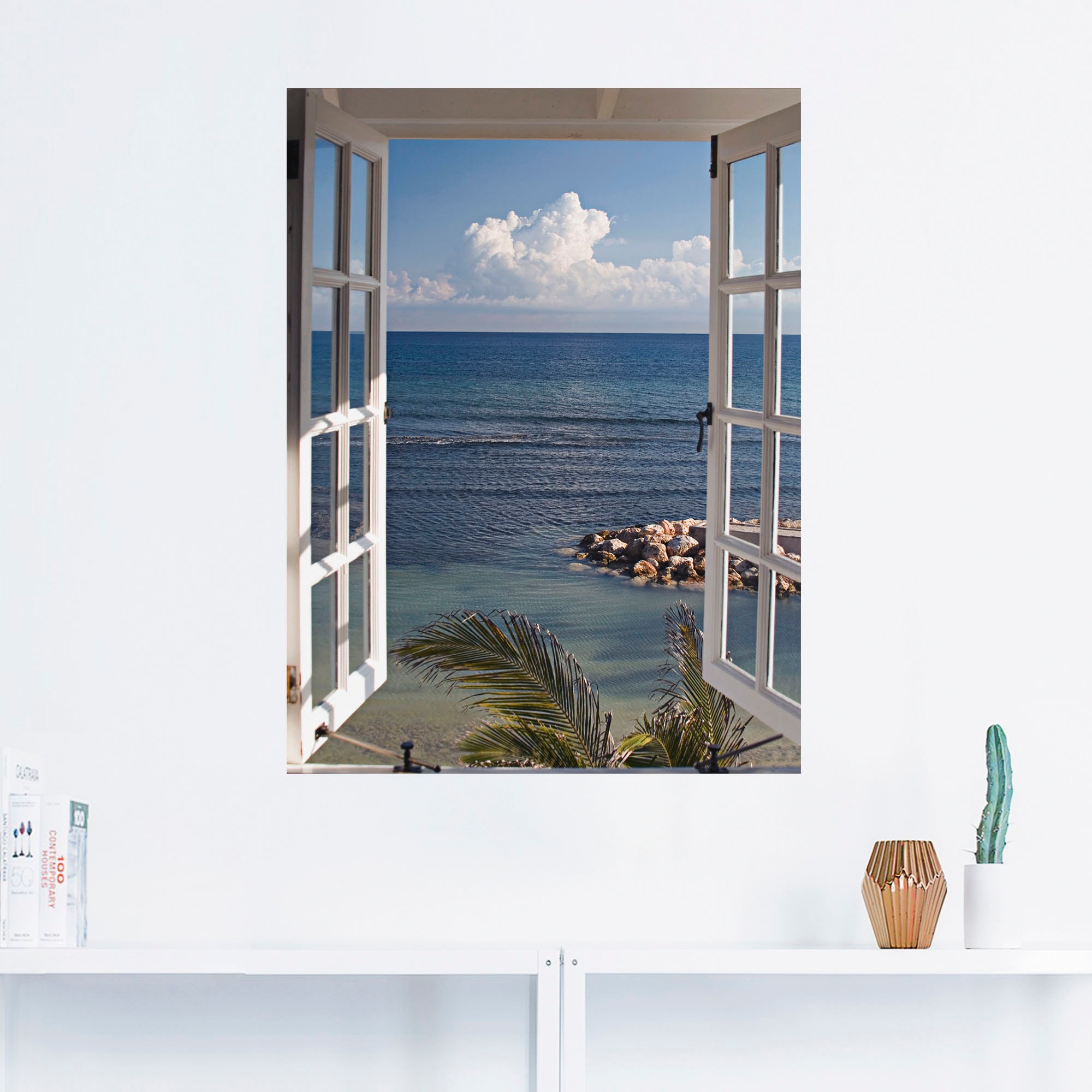 Alubild, in online kaufen als Wandbild »Fenster Paradies«, (1 Artland St.), oder Fensterblick, Leinwandbild, versch. zum Größen Poster Wandaufkleber