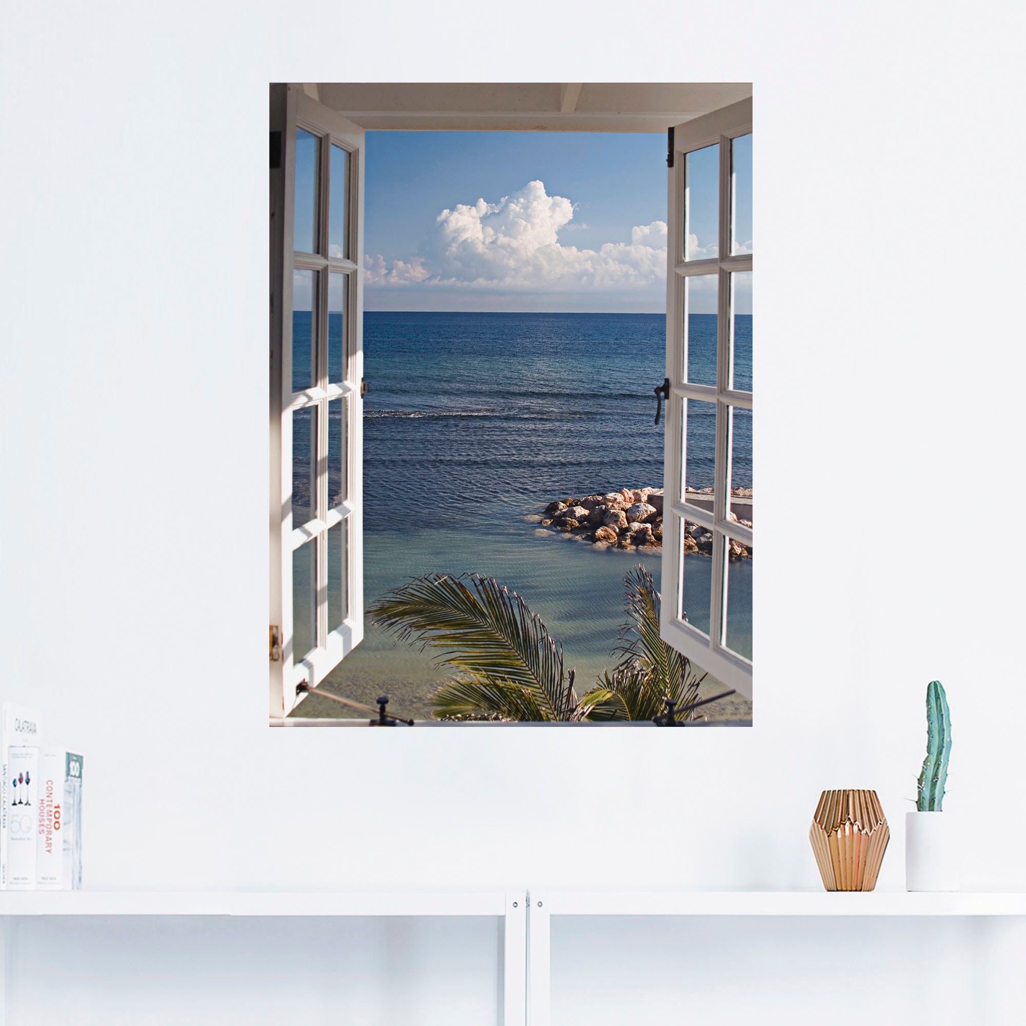 Artland Wandbild »Fenster zum Paradies«, Fensterblick, (1 St.), als Alubild, Outdoorbild, Leinwandbild, Poster, Wandaufkleber