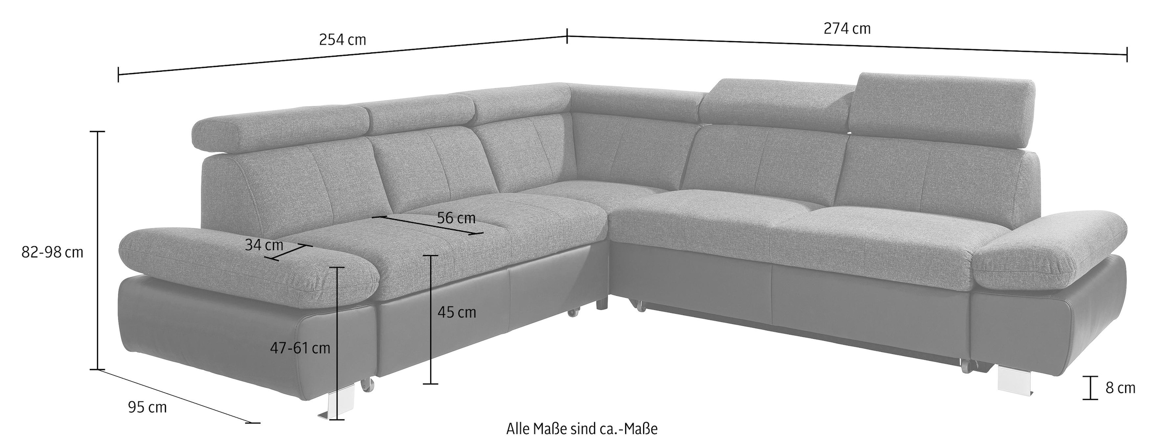 exxpo - sofa Armteilverstellung, Rechnung fashion mit bestellen »Happy«, inklusive auf wahlweise Kopfteil- Ecksofa Bettfunktion und