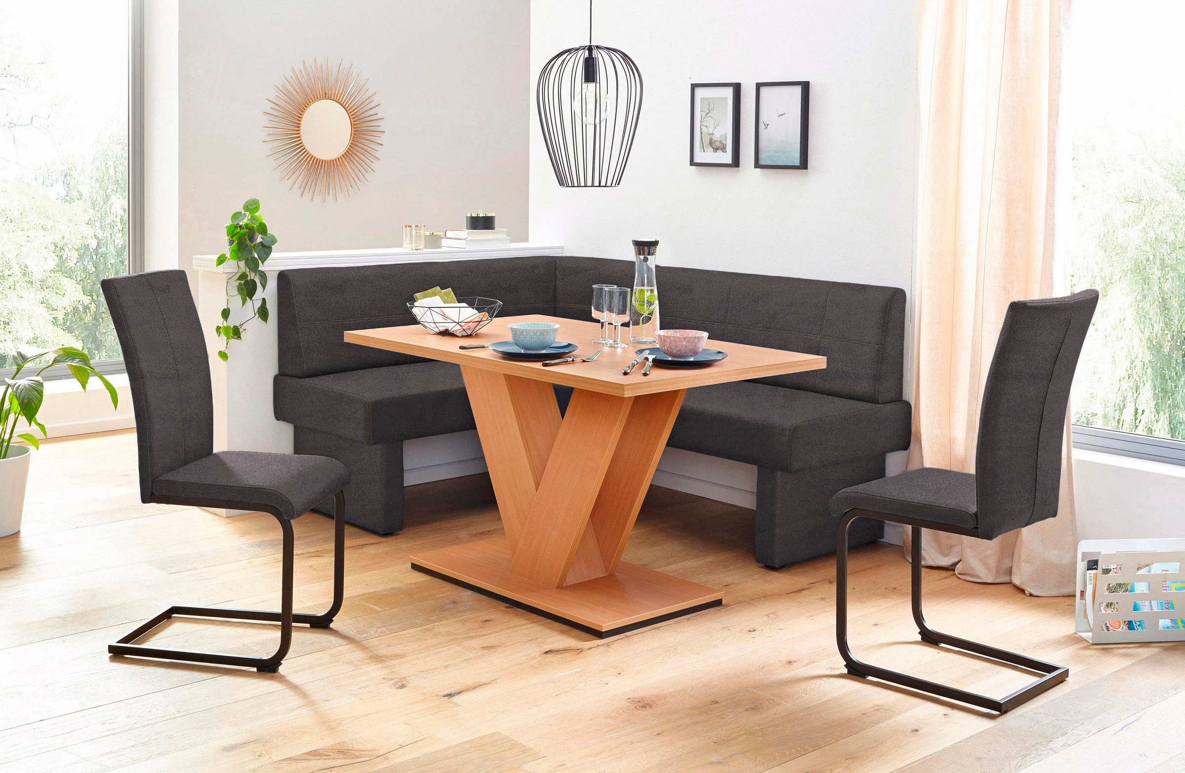 Home affaire Freischwinger »Nils«, (Set), 2 St., Microfaser VINTAGE, Stuhl belastbar bis 120 Kg, Gestell Metall im Chrom-Look oder Schwarz
