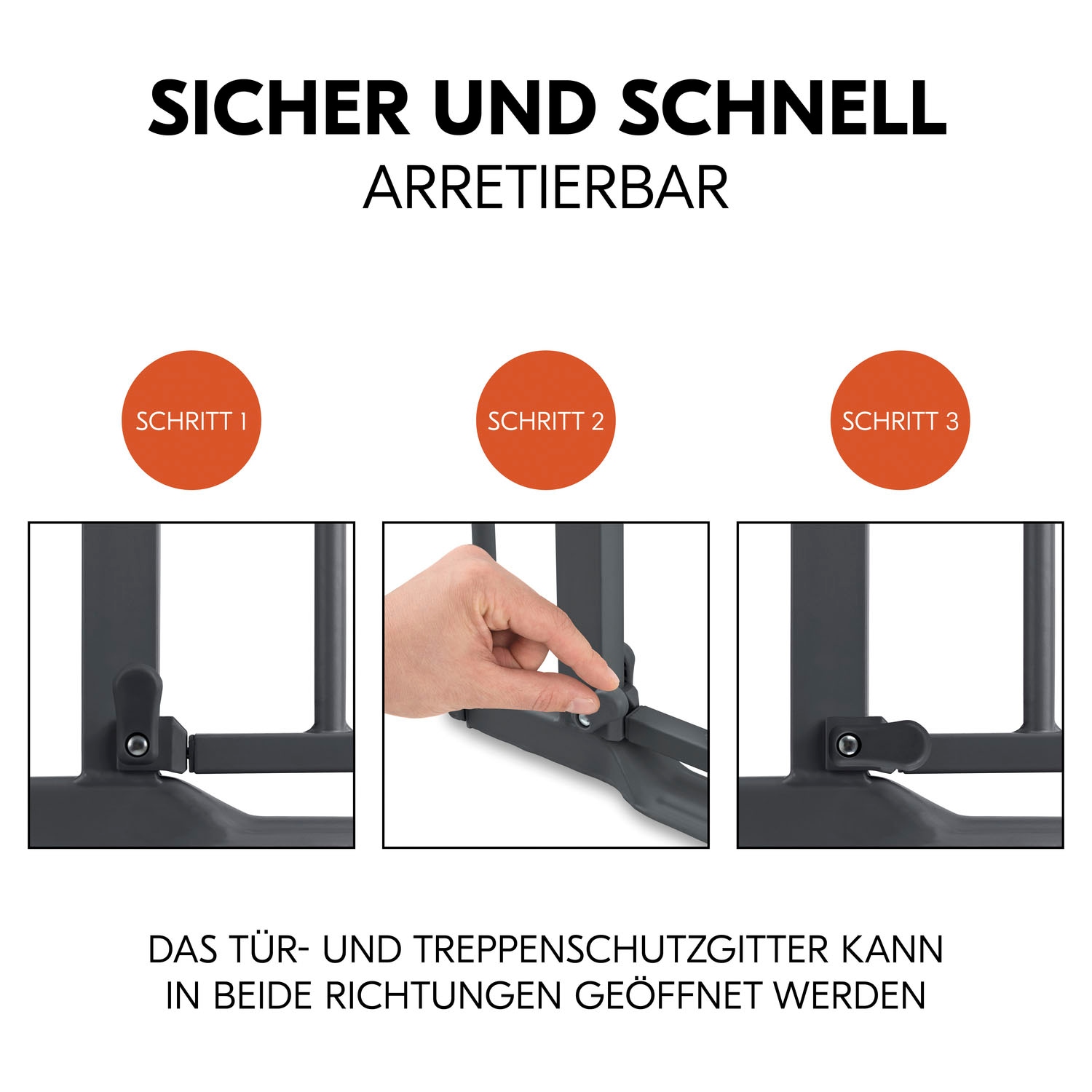 Hauck Türschutzgitter »Clear Step Autoclose 2, Dark Grey«, auch als Treppenschutzgitter verwendbar