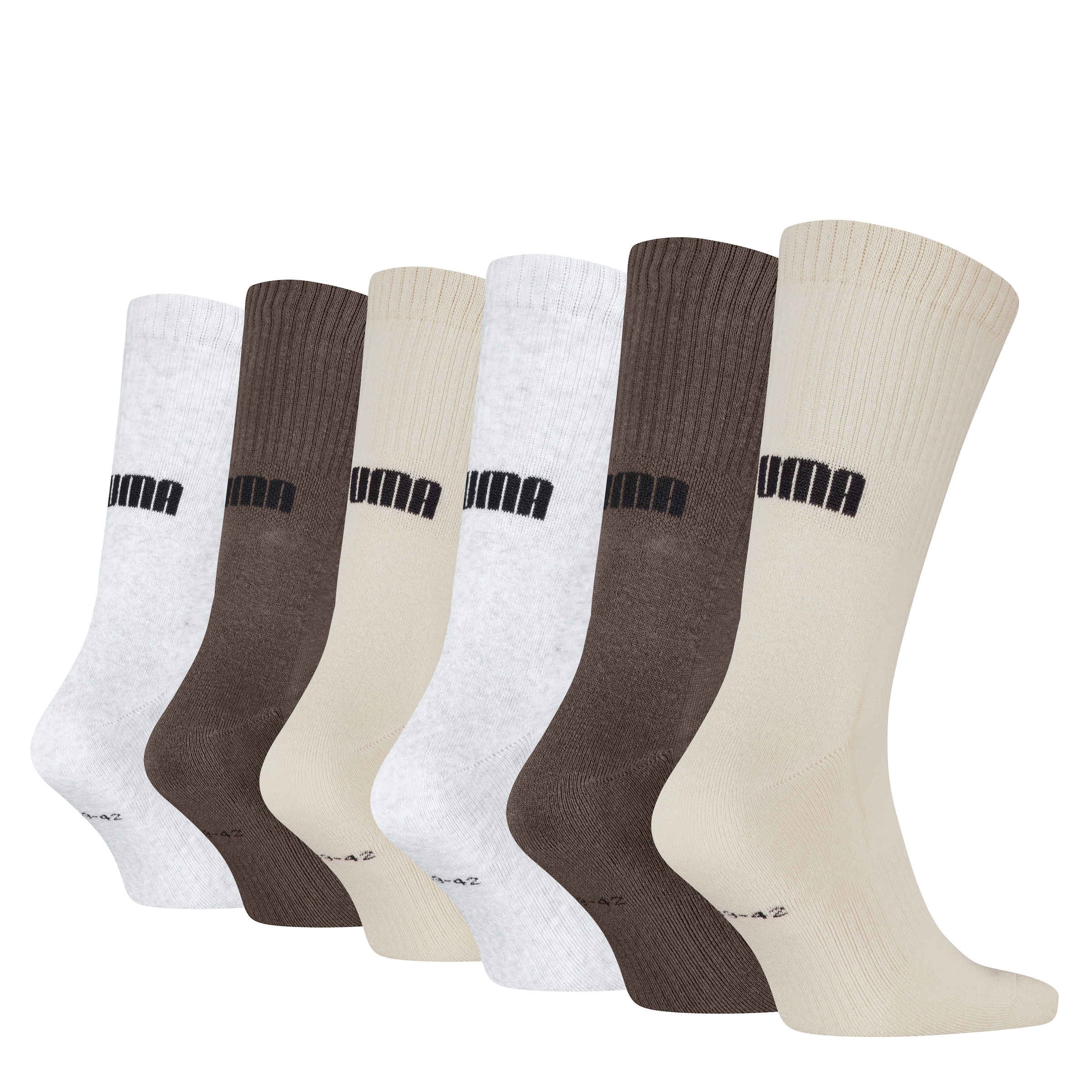 PUMA Socken »PUMA UNISEX CUSHIONED NEXT CREW 6P ECOM«, (6 Paar), mit Logoschriftzug an der Rückseite