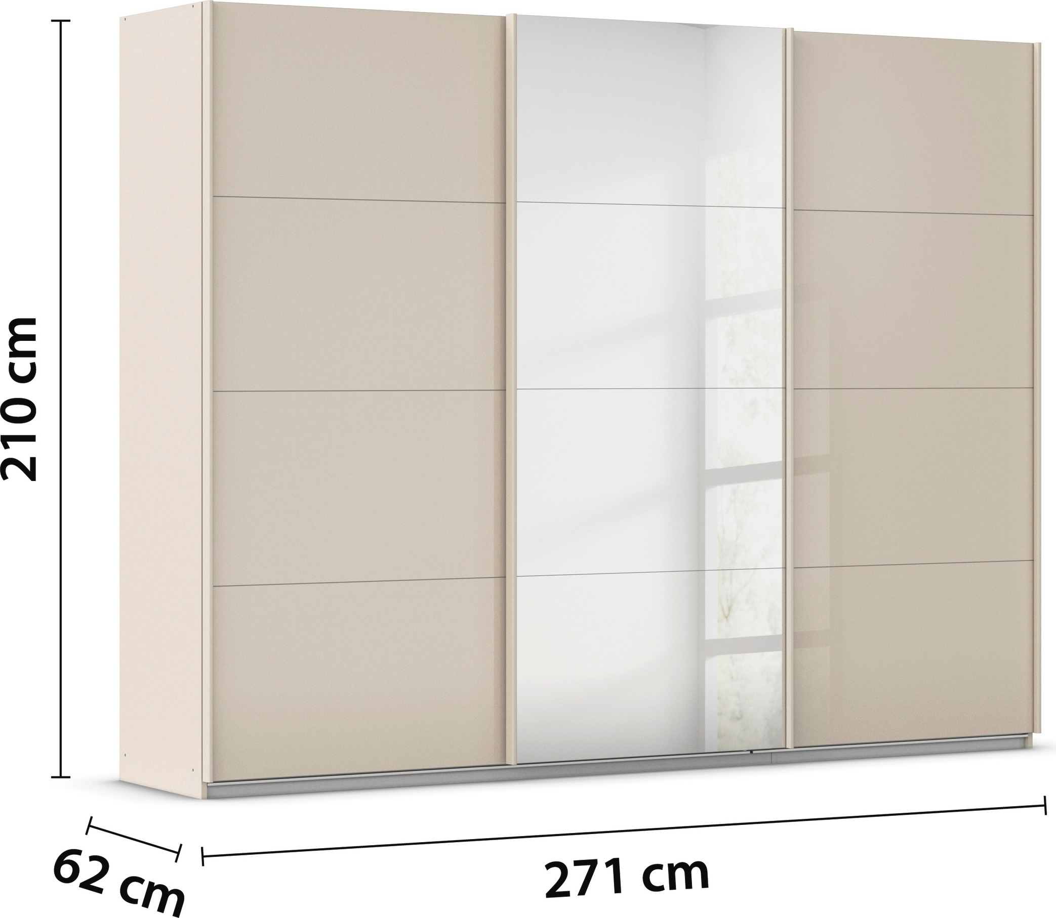 rauch Schwebetürenschrank »Kleiderschrank Kleiderschränke Schrank Garderobe AGORDO mit Glasfront«, durchdachte Innenausstattung, in 4 Breiten und 2 Höhen MADE IN GERMANY