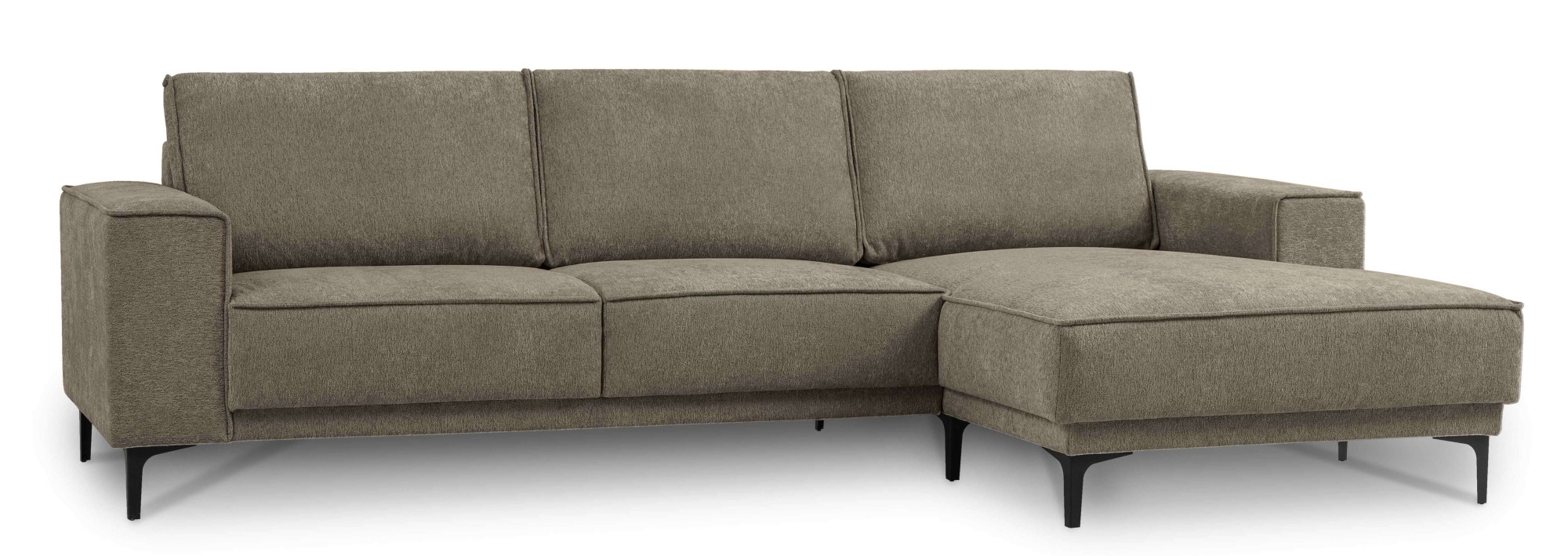 Places of Style Ecksofa »Polsterecke Oland, Struktur, Flachgewebe, Luxus-Microfaser, Boucle«, L-Form, 280 cm, Wellenunterfederung, Skandi-Design, Metallfüße