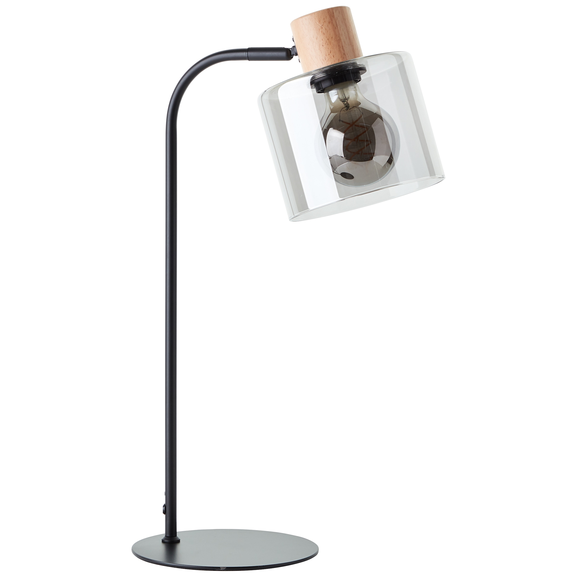 Brilliant Tischleuchte »Weald«, 1 flammig, Leuchtmittel E27 | ohne Leuchtmittel, Höhe 50 cm, E27, Metall/Glas/Holz, schwarz/rauch/holz