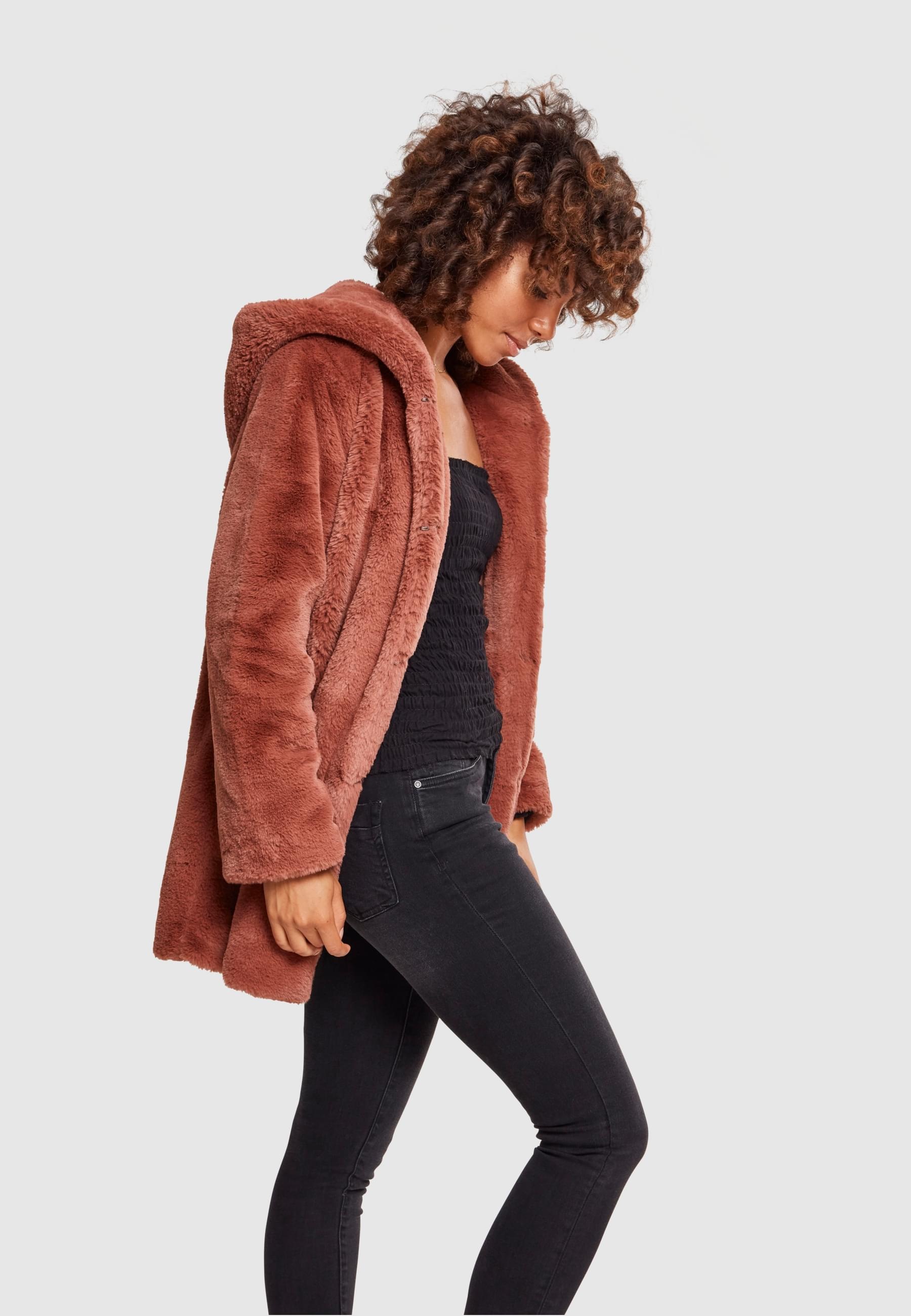 URBAN CLASSICS Parka »Urban Classics Damen Ladies Hooded Teddy Coat« 1 Stk. tlg. ohne Kapuze