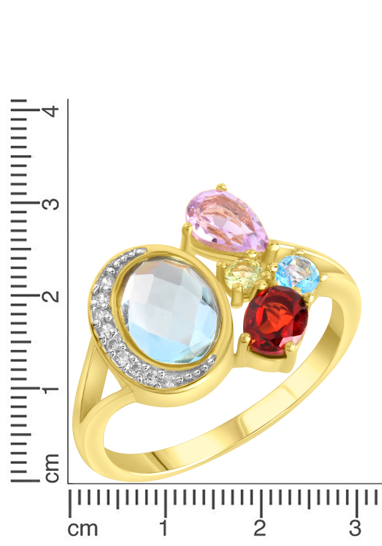 Firetti Fingerring »Schmuck Geschenk Silber 925 Silberring Mix«, mit Amethyst, Blautopas (beh), Granat, Peridot, Zirkonia (synth.)