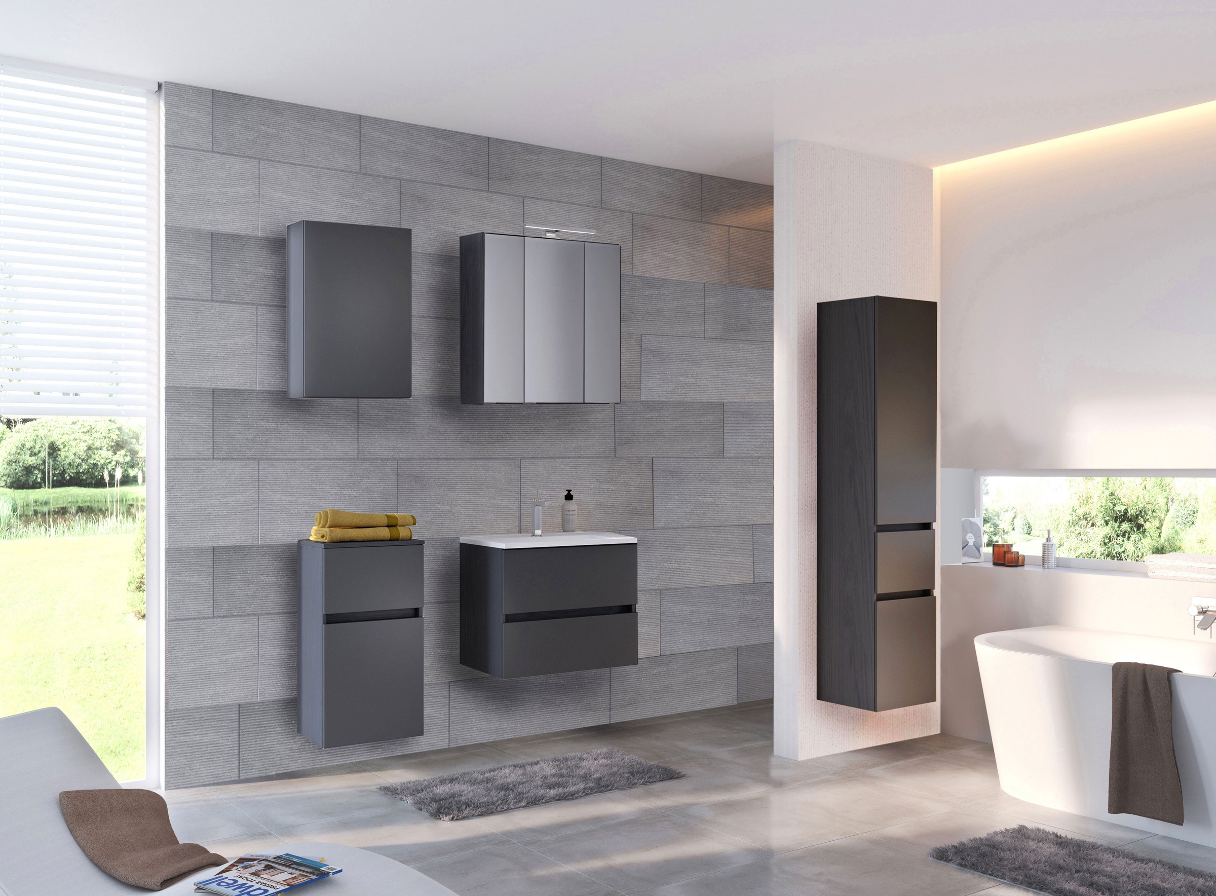 welltime Badmöbel-Set »Welltime Möbel Baabe Waschtisch-Set 3tlg. oder 5tlg. günstig online kaufen