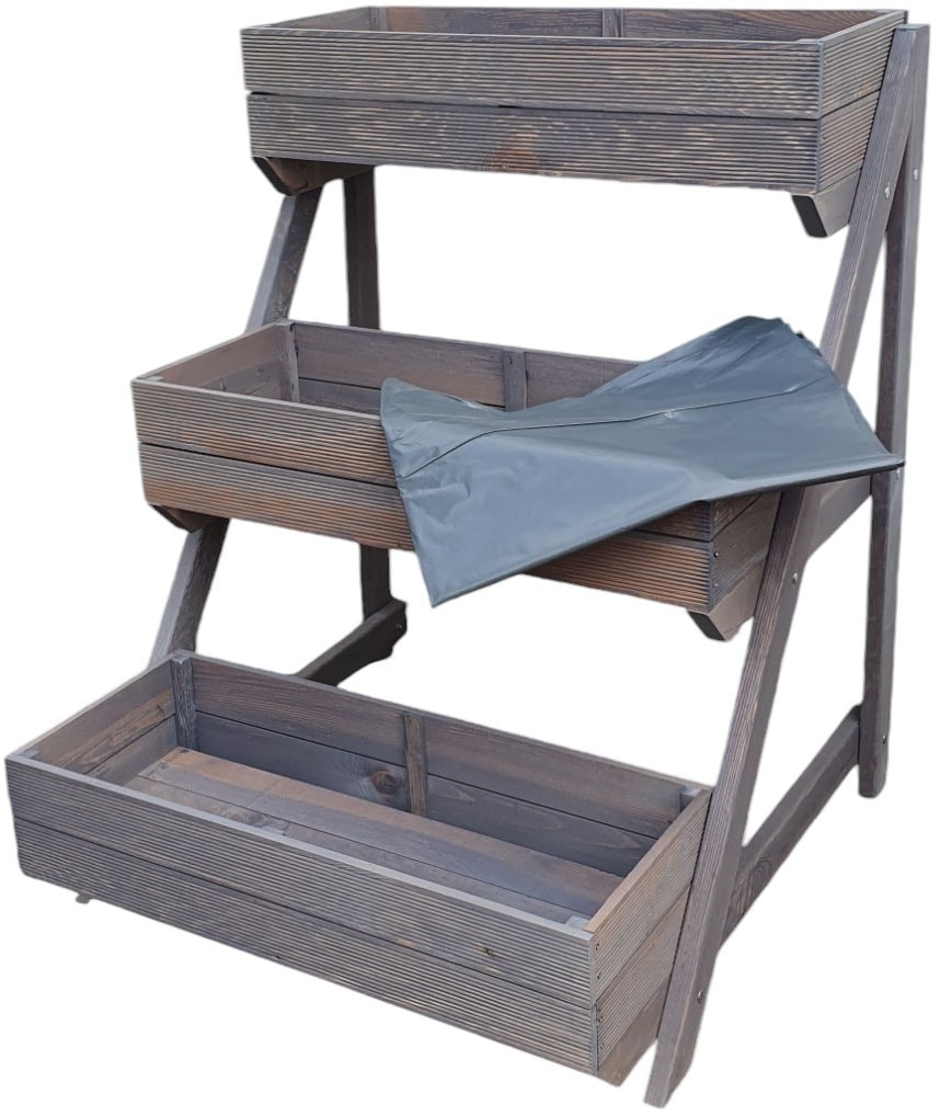 promadino Pflanzentreppe »Pflanztreppe mit Kästen, grau«, BxTxH: 80x84x100 cm
