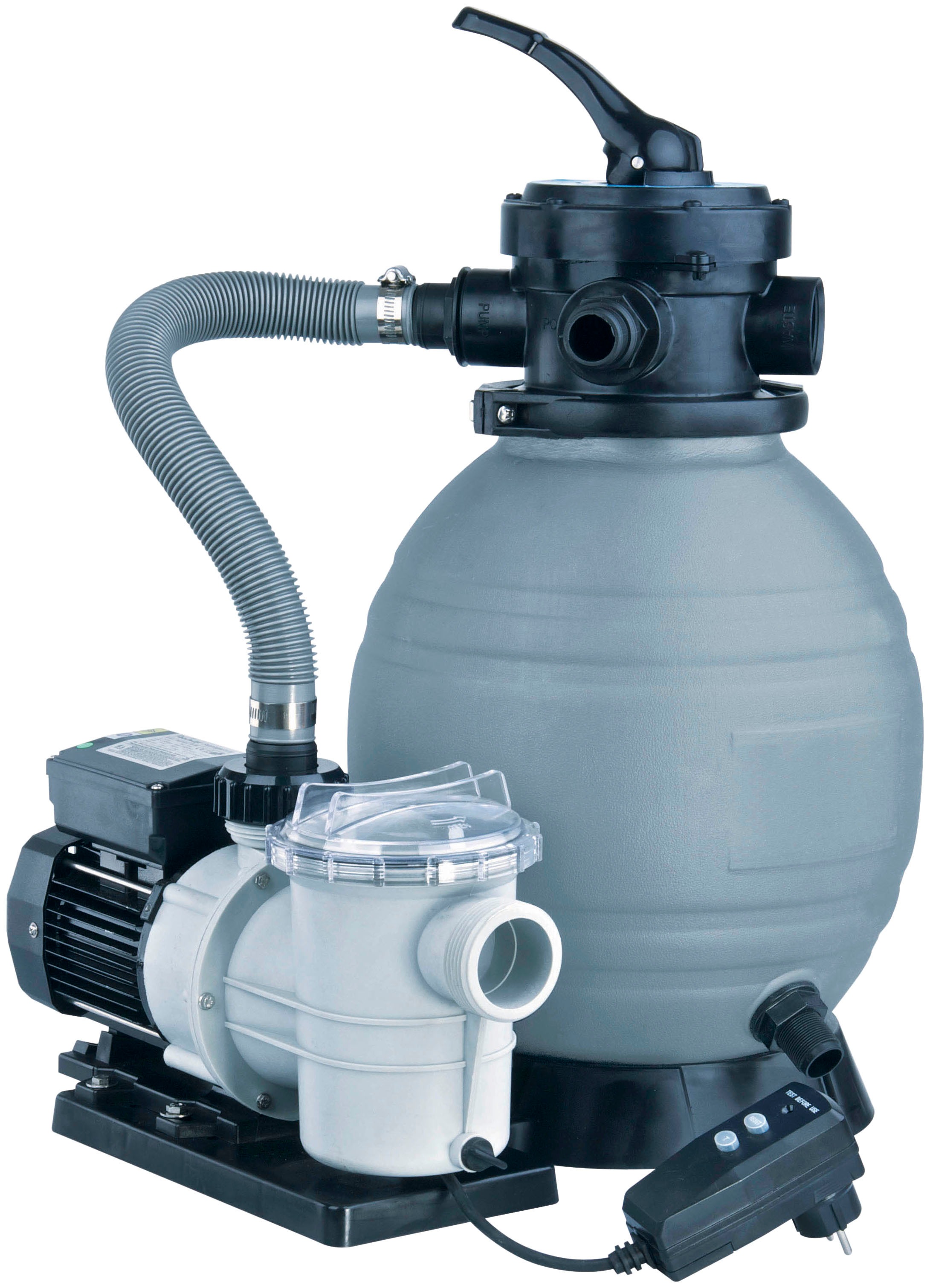 INFINITE SPA Sandfilteranlage »Poolmax TP25 und Sandfilter« 300 - 2, 5 m3/h, Mehrwegeventil, Manometer, Basis zur Montage grau/schwarz B/H/L: 80 cm...