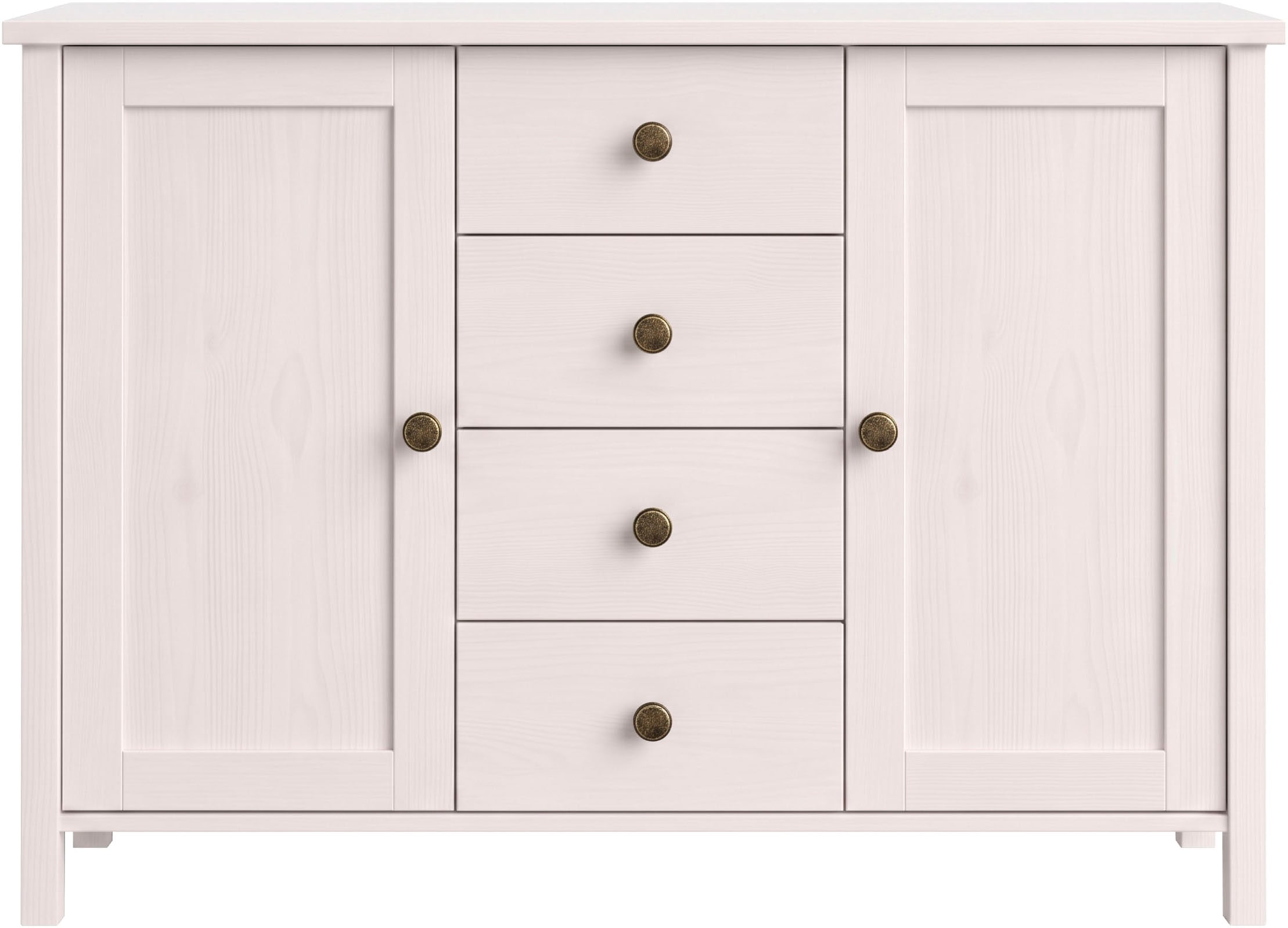 OTTO home Buffet »Mikkeli Küchenbuffet mit 2 Glastüren, Metallgriffe« aus massiver FSC®-zertifizierter Kiefer, moderner Landhausstil
