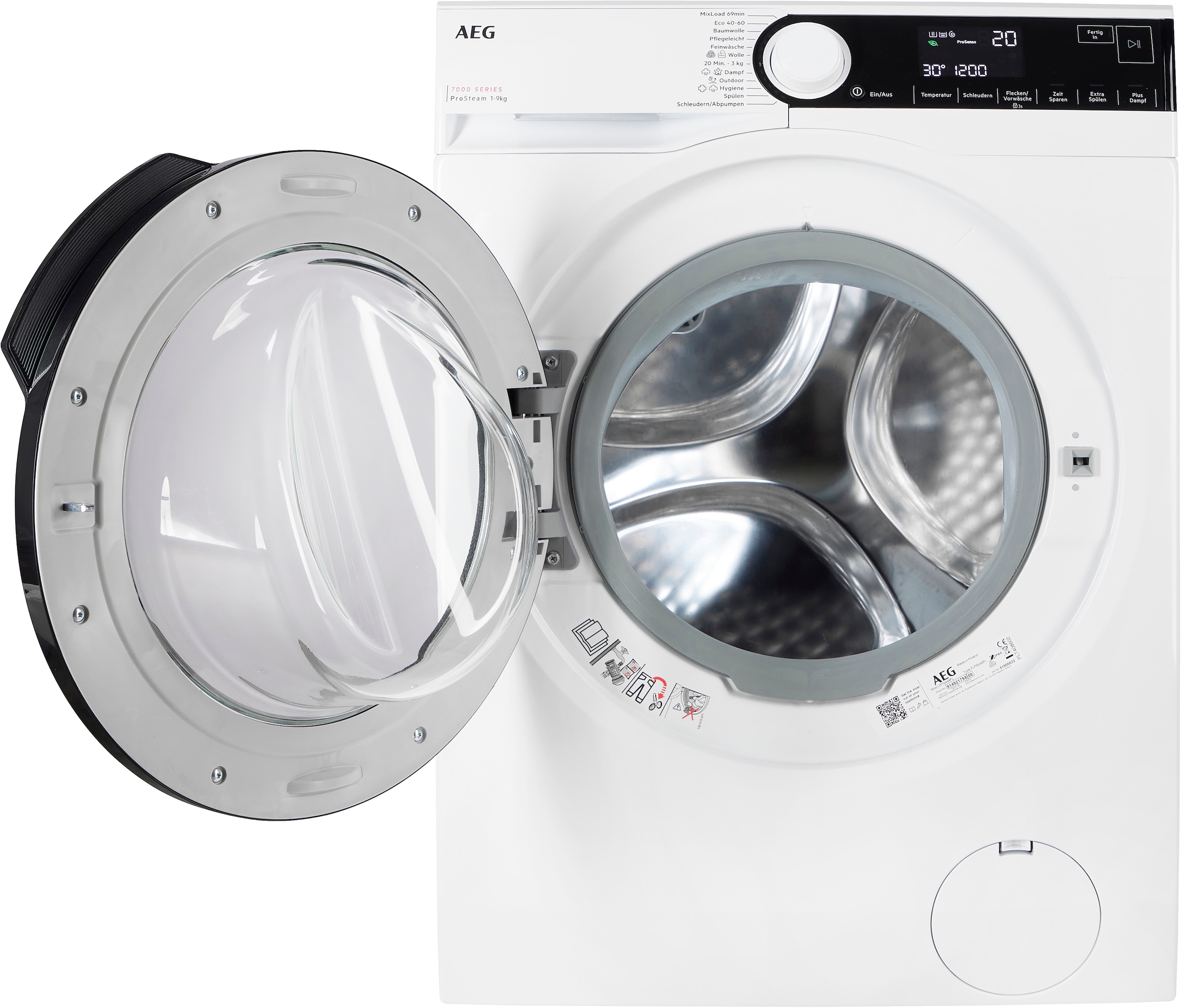 AEG Waschmaschine 7000 ProSteam® »LR7GA49FL« 9 kg 1400 U/min ProSteam®: Auffrischen mit Dampf statt Waschen und 96 % Wasser sparen