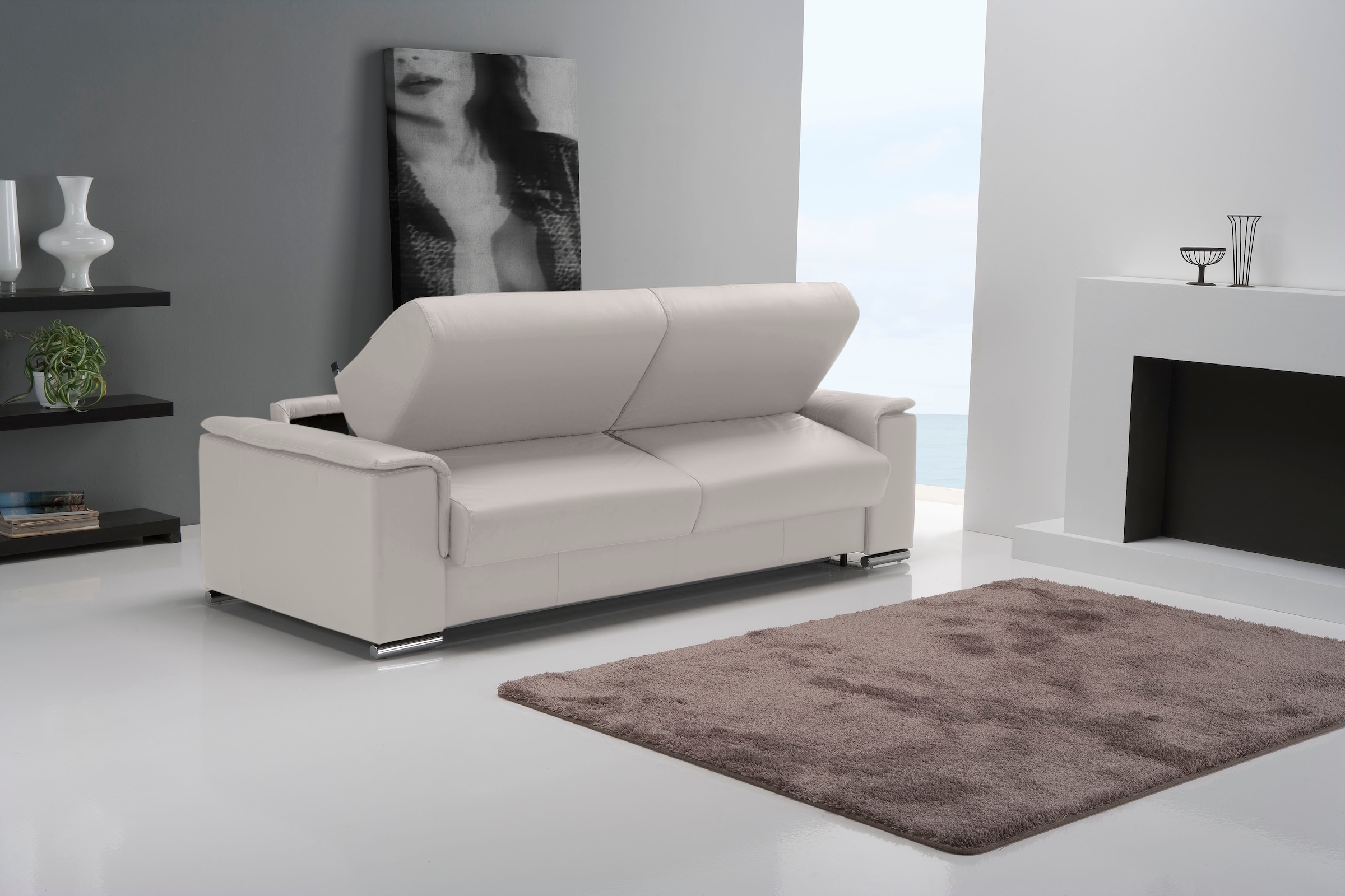 Egoitaliano Schlafsofa »Cecilia, modern & elegant, erstklassiger Sitzkomfort, Dauerschläfer«, inkl. Matratze und hochwertigem Metallbettrahmen, toller Schlafkomfort