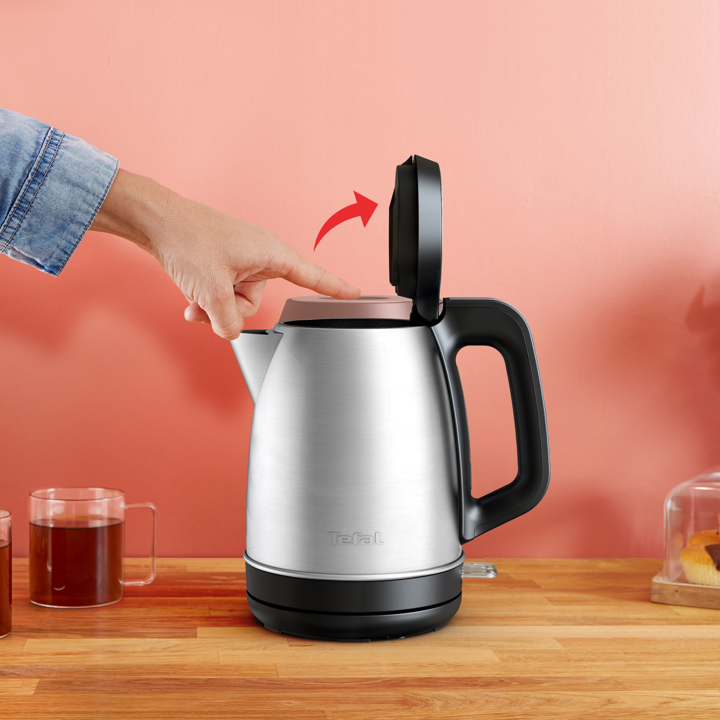 Tefal Wasserkocher »KI280D Element, Premium-Edelstahl, großes Fassungsvermögen von 1,7 l«, 1,7 l, 2400 W, KI280D Element, Premium-Edelstahl, großes Fassungsvermögen von 1,7 l
