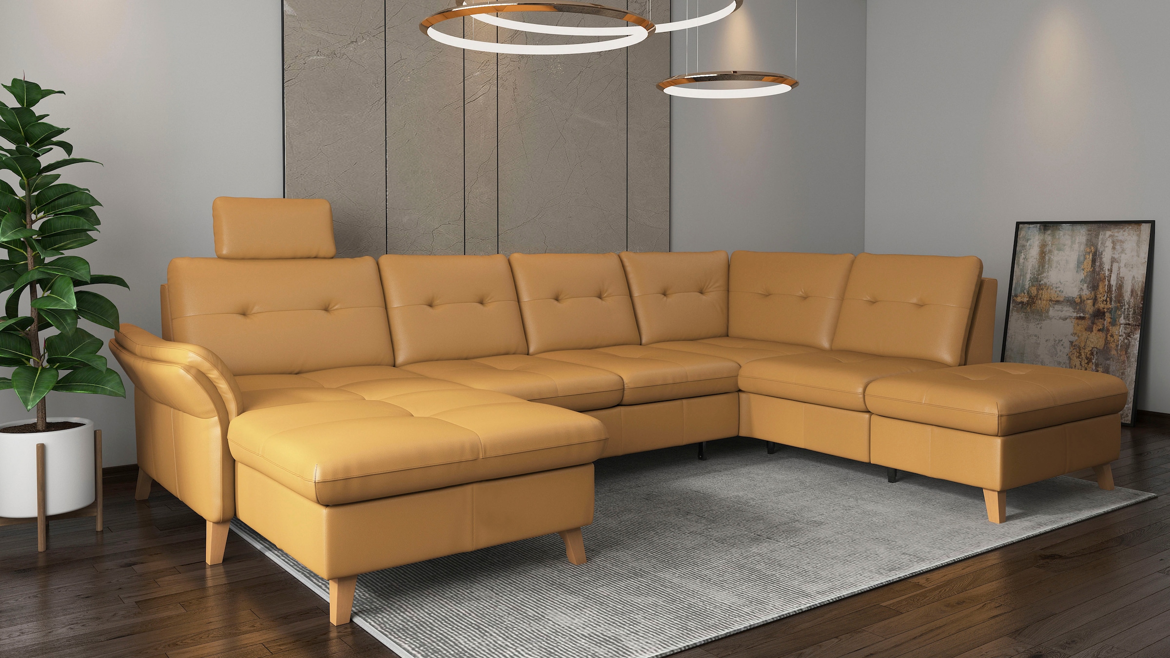 sit&more Wohnlandschaft »Göteborg«, inkl. Sitztiefenverstellung, wahlweise mit Bettfunktion & Bettkasten