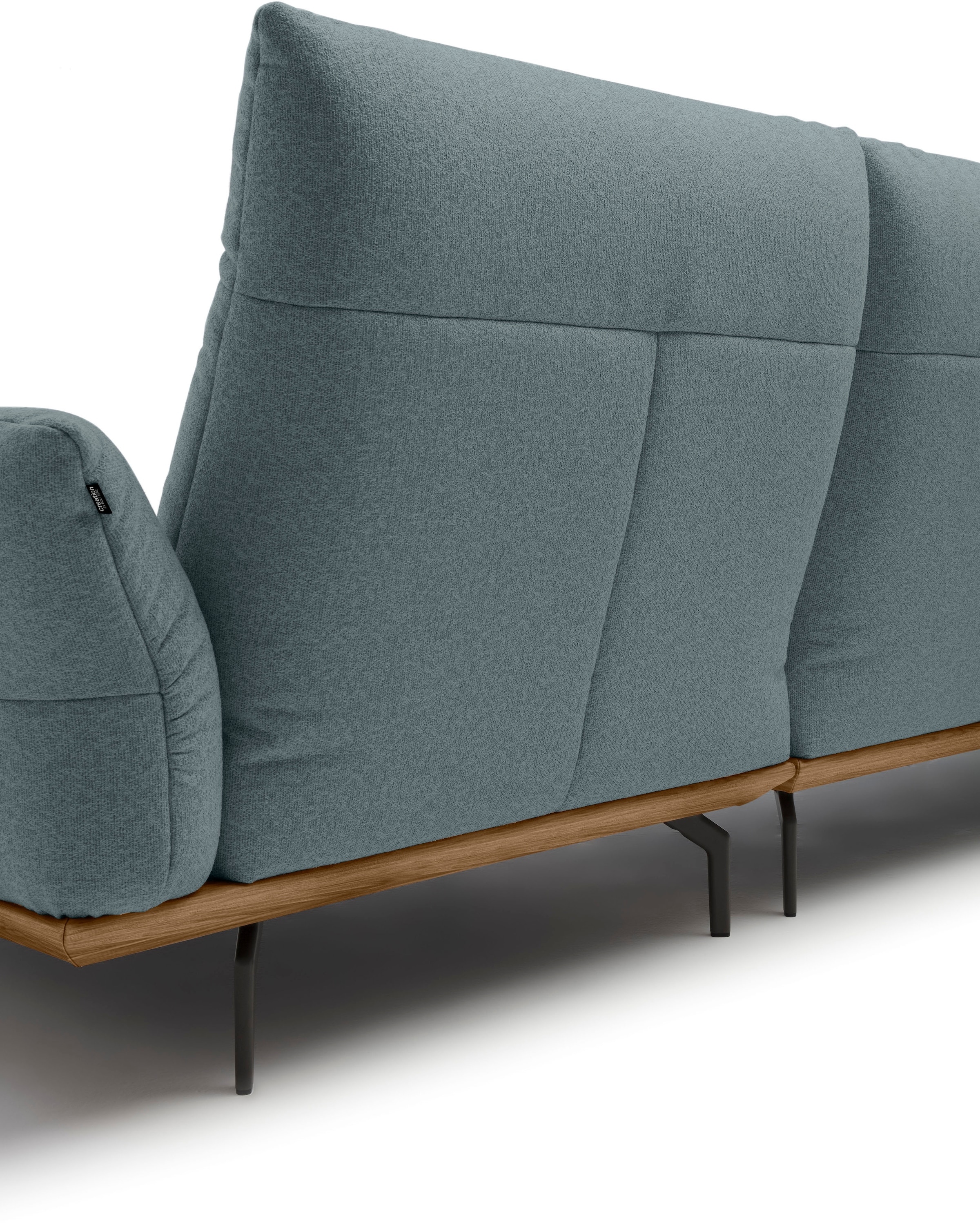 Creation BY ROLF BENZ Ecksofa »hs.460«, Sockel in Nussbaum, Winkelfüße in Umbragrau, Breite 318 cm