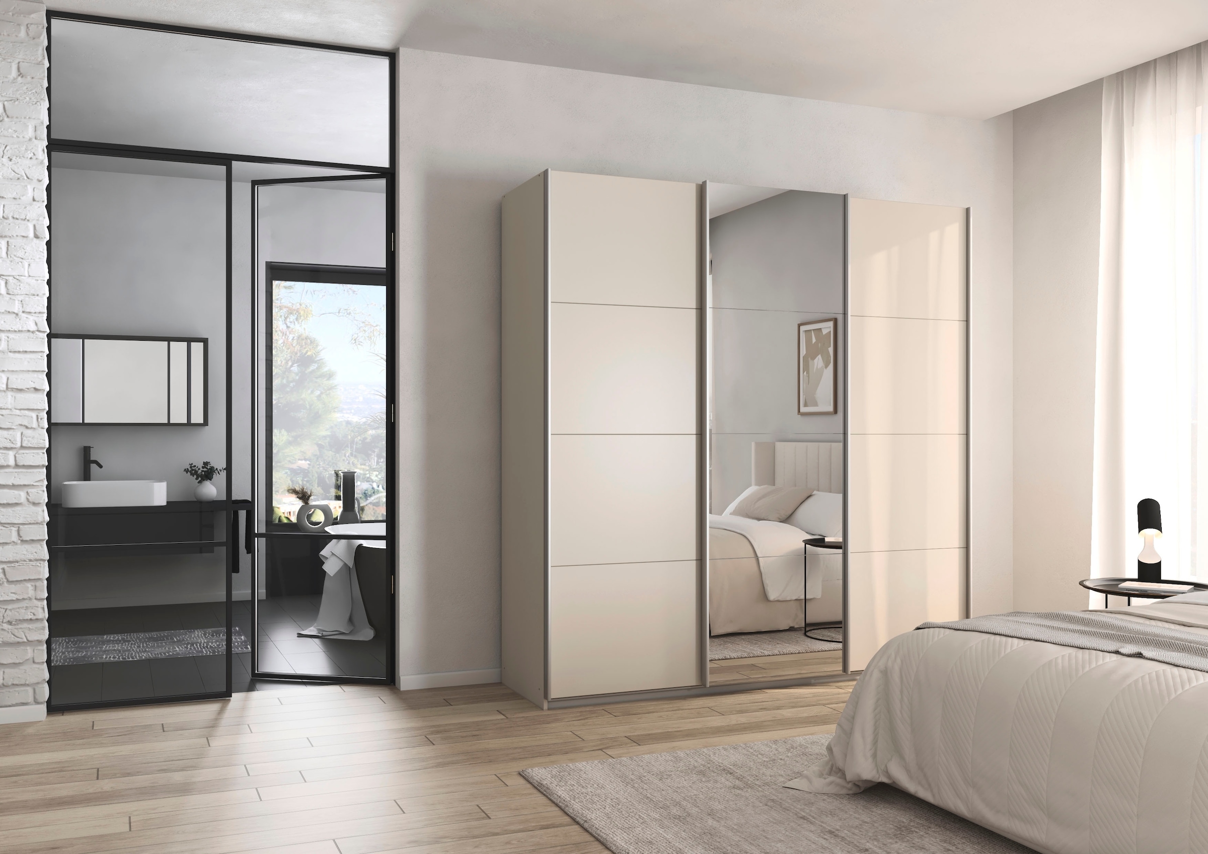 rauch Schwebetürenschrank »Kleiderschrank Schrank OTTO´S CHOICE Garderobe AGORDO«, (in zwei Griff-Farben), Top Innenausstattung, in 4 Breiten und 2 Höhen MADE IN GERMANY
