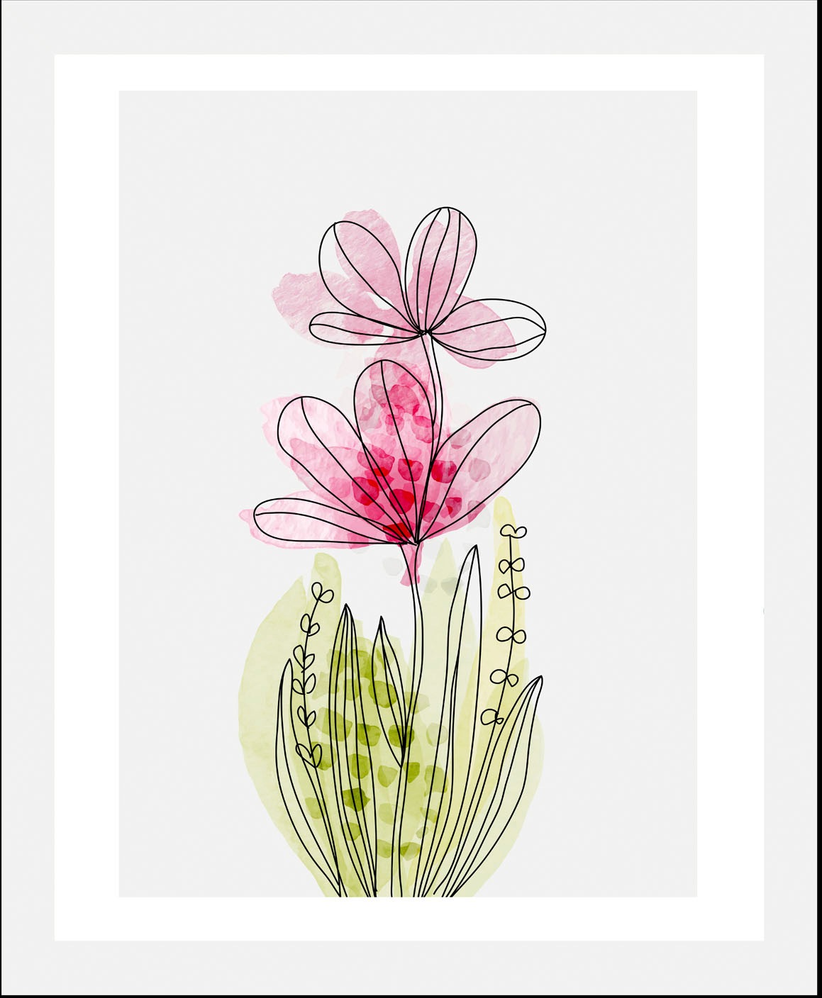 queence Bild »Aquarell Blume Pink«, Blumen-Blumenbilder-Pflanzen-Pflanzenbi günstig online kaufen