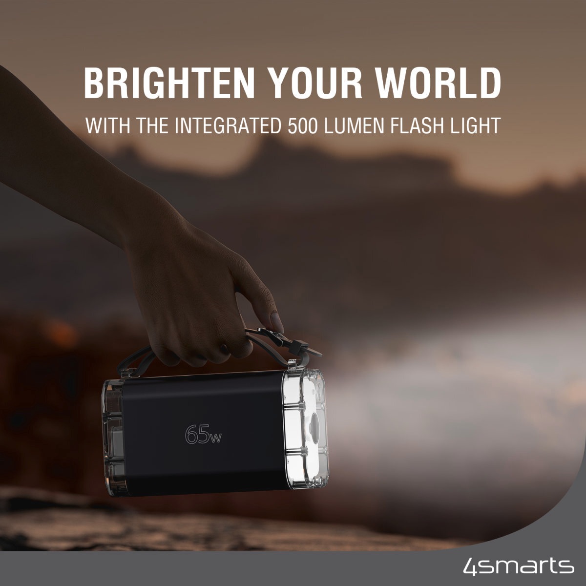 4smarts Powerbank »Powerbank Lucid Air 26.800 mAh 65W«, 4smarts Powerbank Lucid Air 26800mAh 65W, grau, 26800 mAh, 11,1 V, schnelles Laden, IP67, LCD-Display