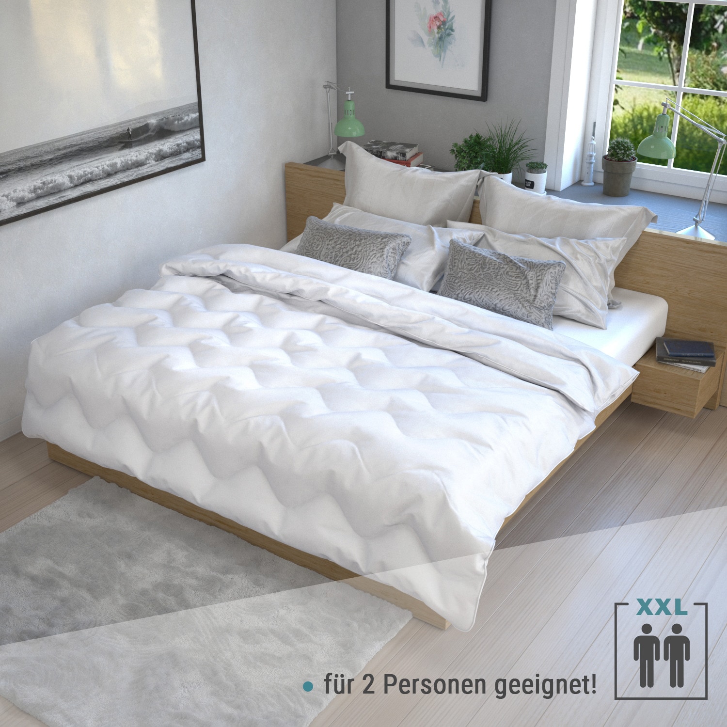 Microfaserbettdecke JEKATEX "Bettdecke, Microfaserbettdecke in 200x200 cm", weiß, B:200cm L:200cm