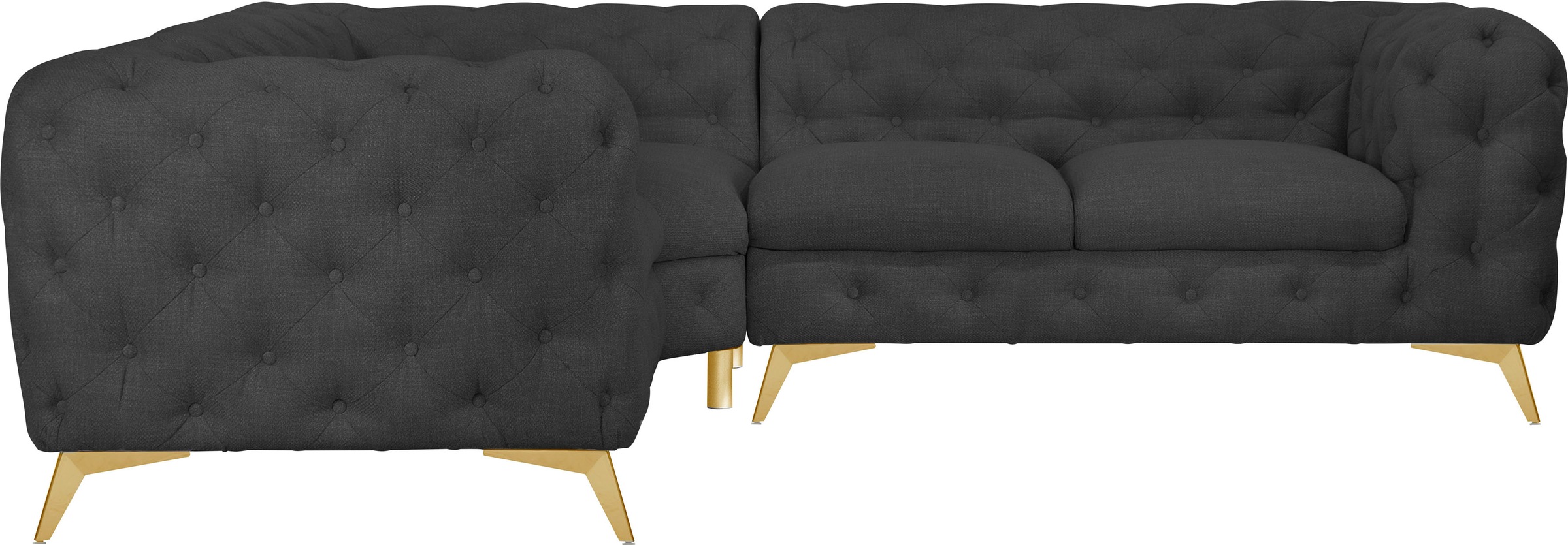 Leonique Chesterfield-Sofa »Ecksofa GLYNIS L-Form mit Wellenunterfederung, günstig online kaufen