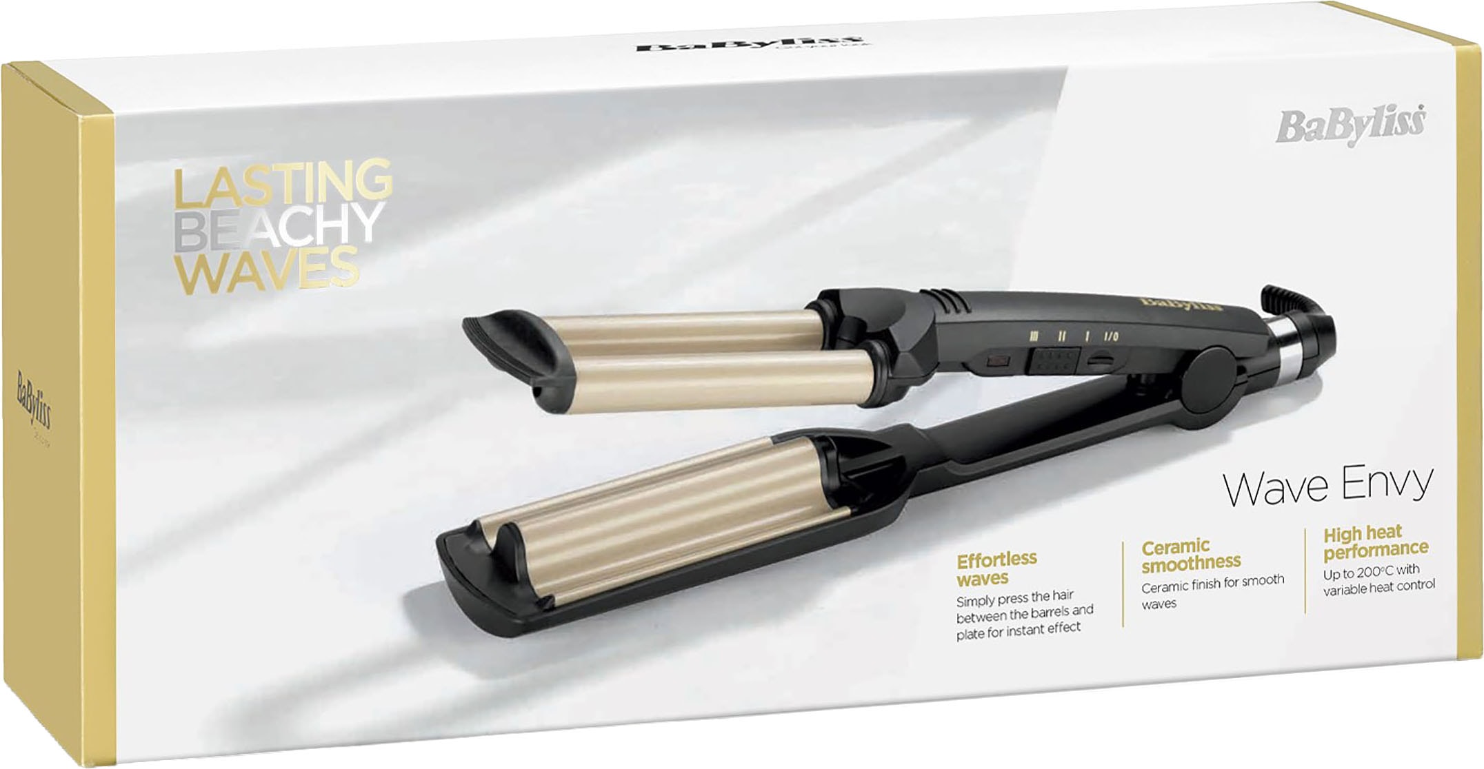 BaByliss Welleneisen »BaByliss Easy Waves Welleneisen mit Titan-Keramik, Lockenstab, C260E« Titanium-Keramik-Beschichtung Styler für Beachwaves und Wellen, 3 Temperaturstufen bis 200 °C